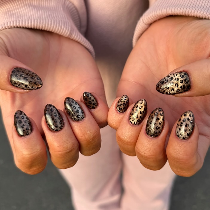 Glamorous Leopard Print Almond Nails