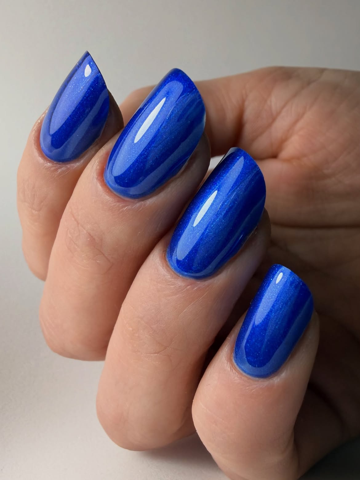 Glazed Cobalt Blue Oval Nails
