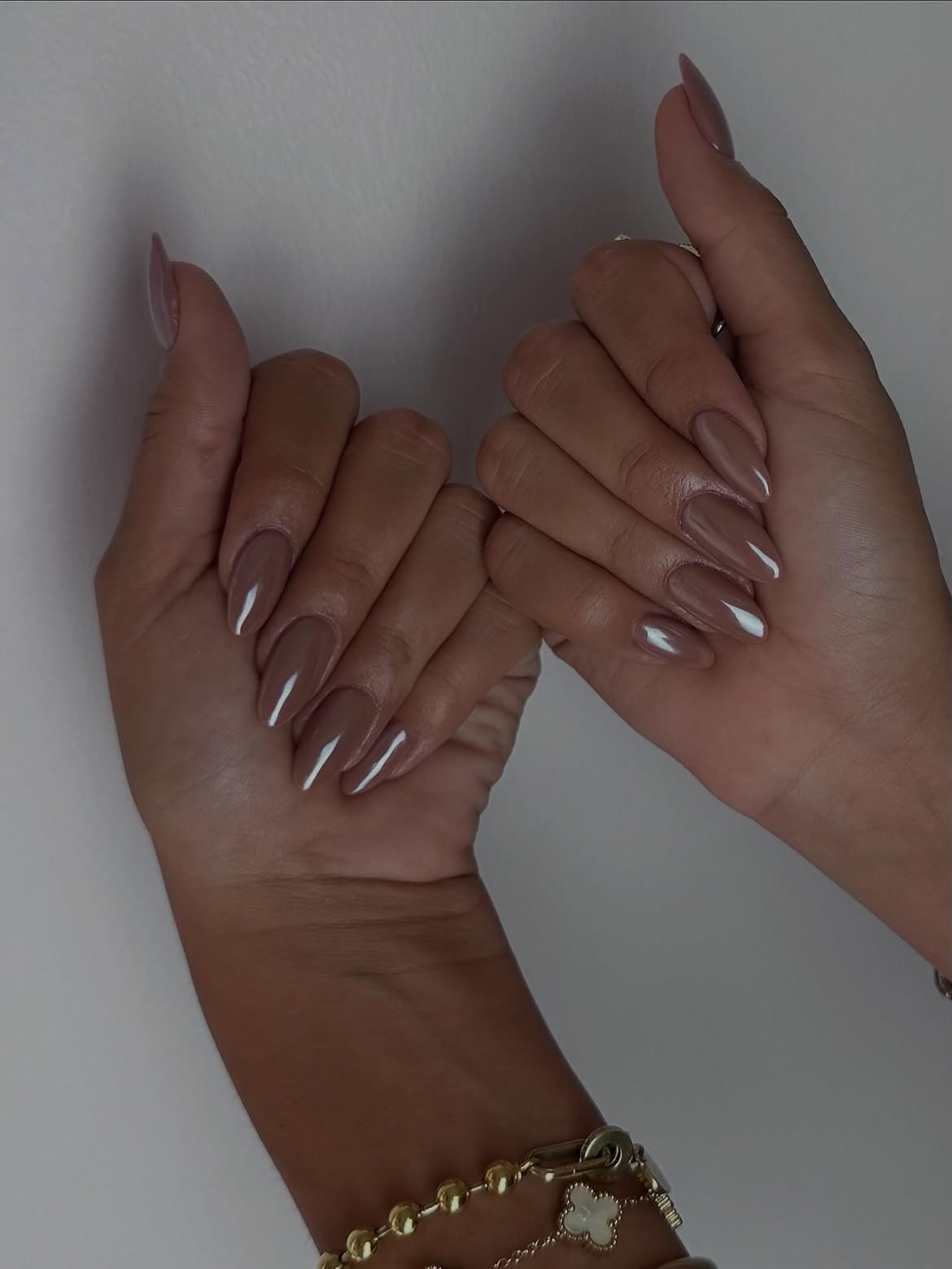 Glossy Chocolate Almond French Tips