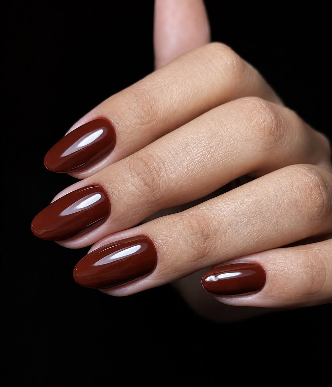 Glossy Chocolate Almond Nails