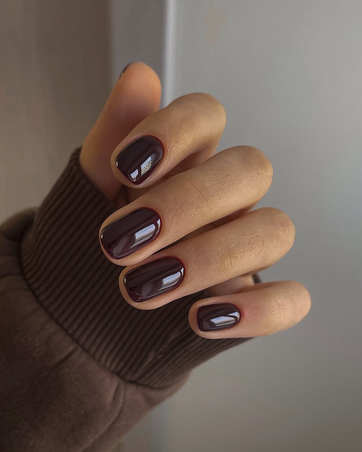 29 Stunning October Nail Ideas You Need To Try Now 5 Glossy Deep Plum Oval Nails