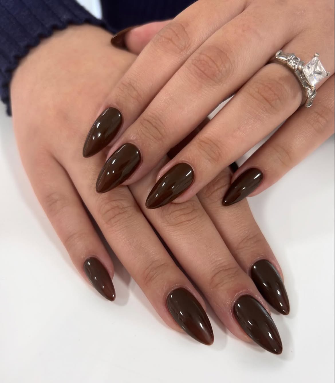 Glossy Rich Chocolate Almond Nails