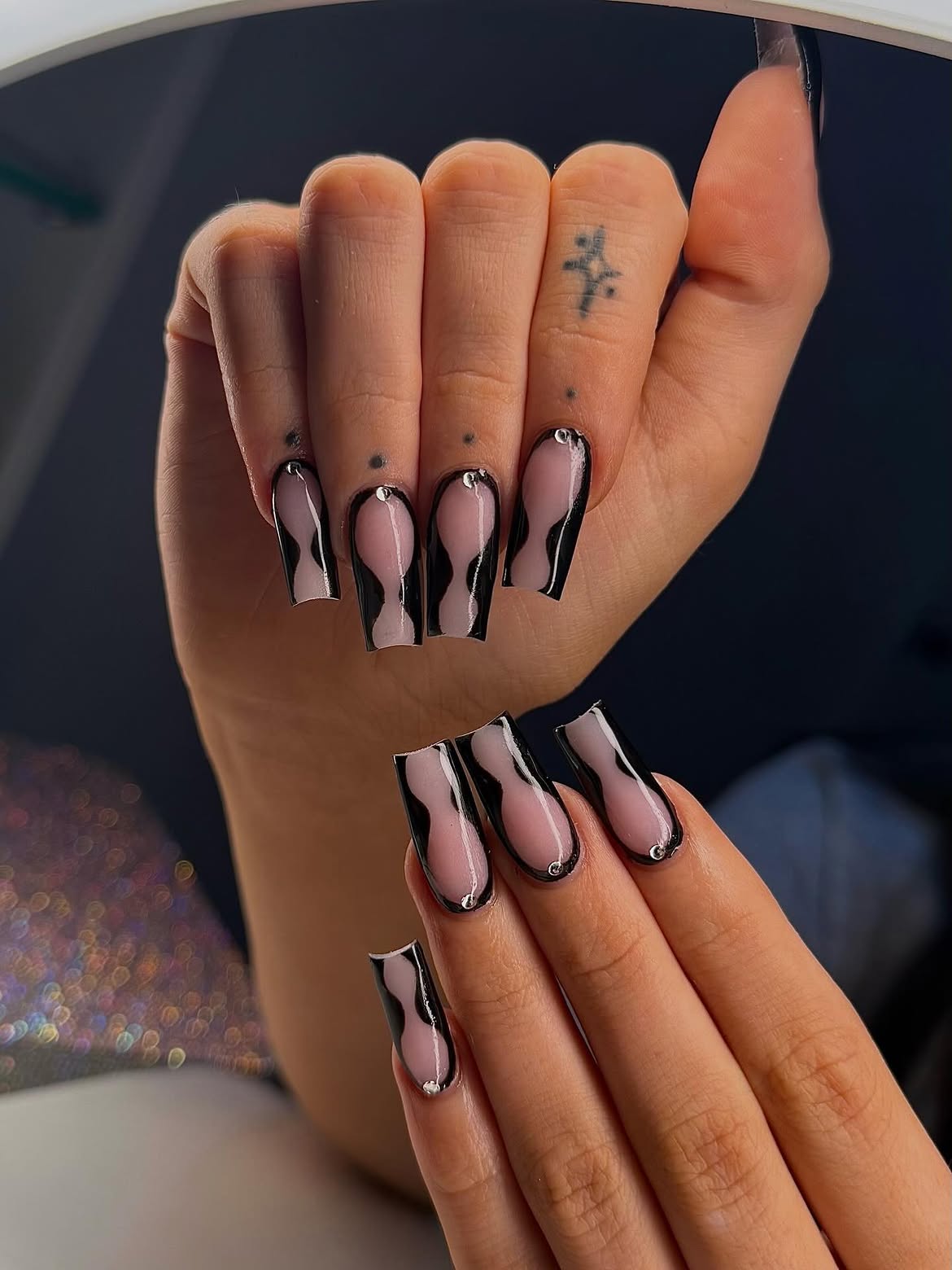 Gothic Aura French Tip Coffin Nails