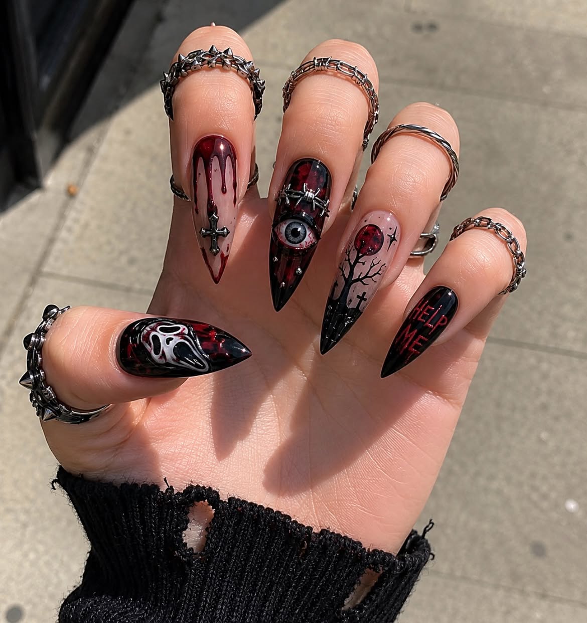 28 Spooktacular Halloween Nail Ideas You Need To Try 30 Gothic Halloween Spooky Stiletto Nails
