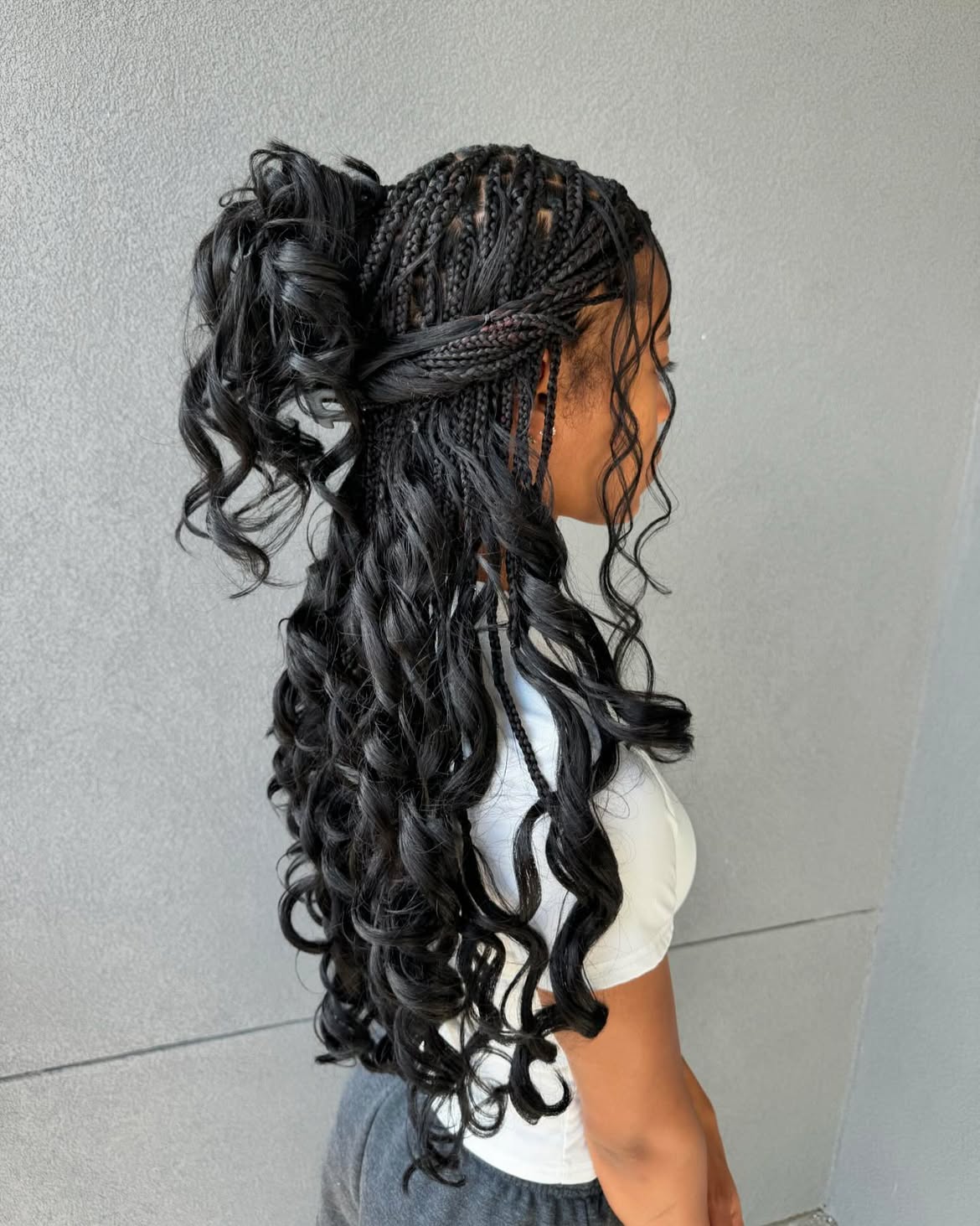 Half-Up Braided Boho Waves Style