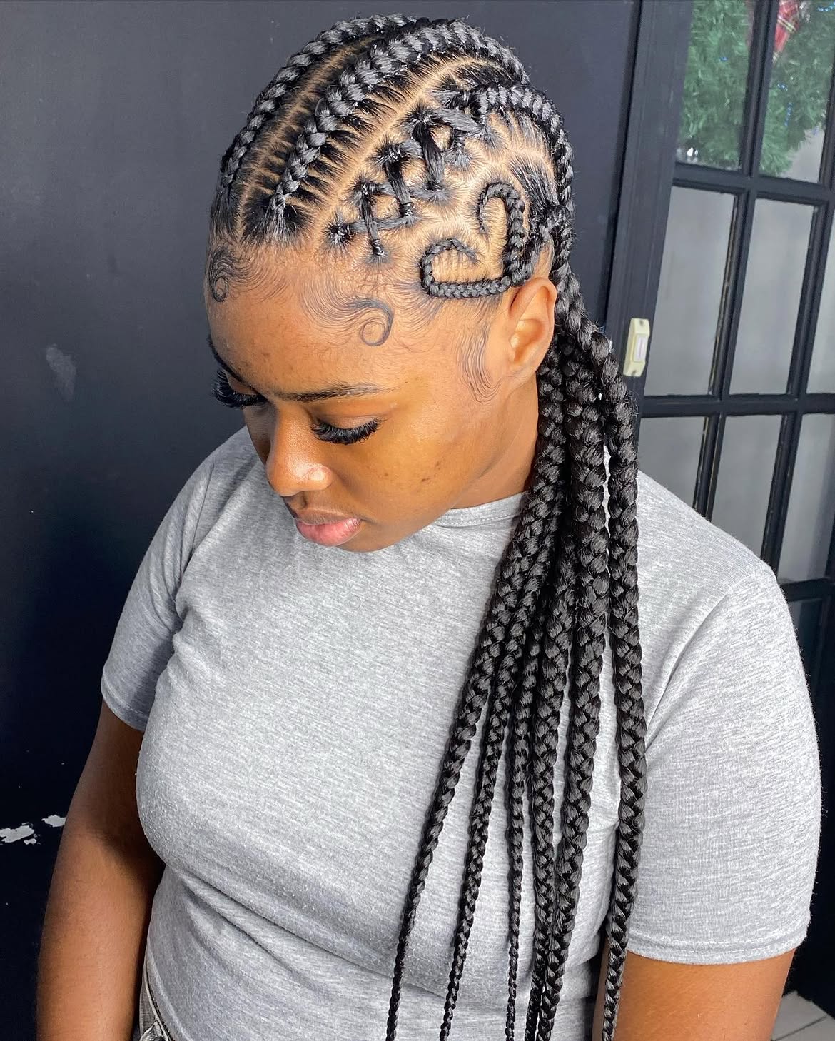 Heart Shaped Fulani Braids With Defined Baby Hairs