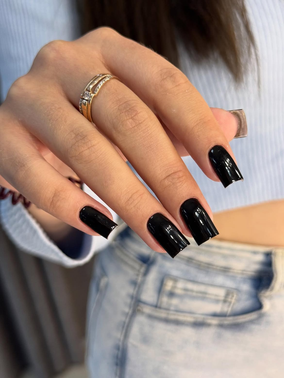 29 Stunning October Nail Ideas You Need To Try Now 15 High Gloss Black Square Nails