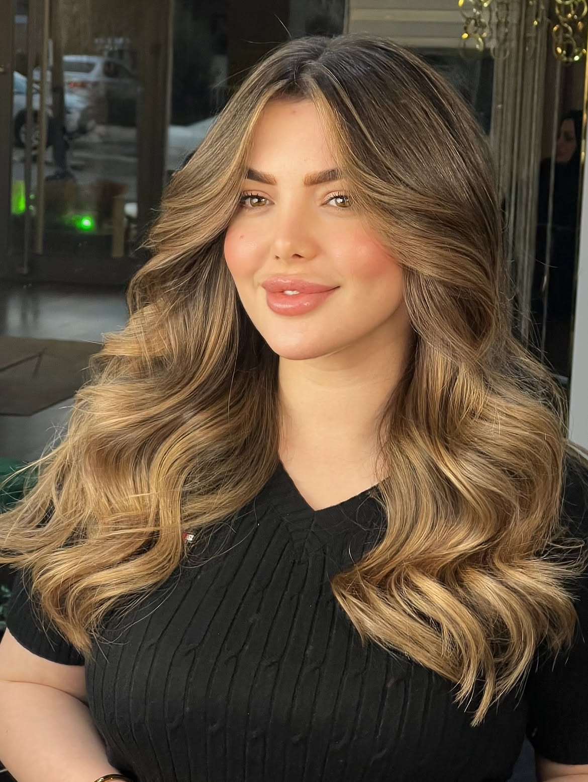 Honey Blonde Balayage With Soft Waves