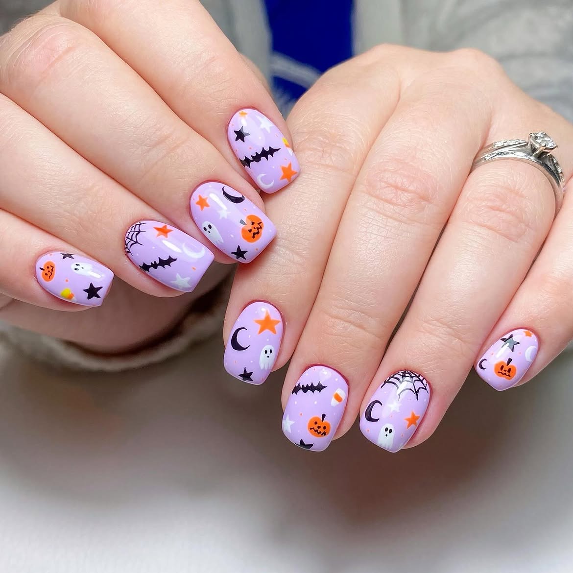 Lavender Pastel Halloween Nail Art