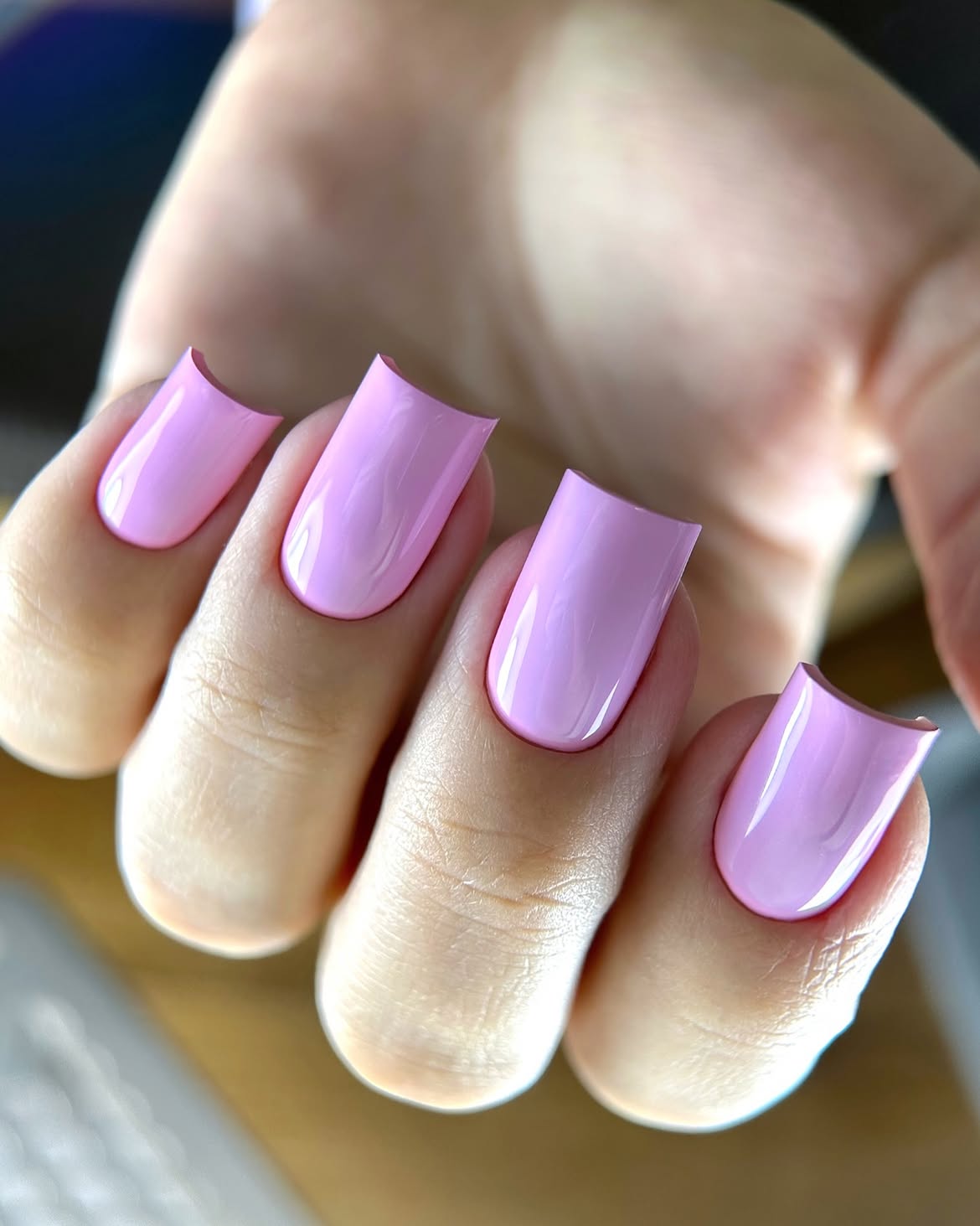 Lavender Pink Glossy Square Nails