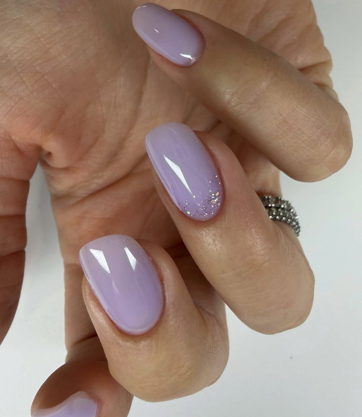 Lavender Sparkle Ombre Oval Nails