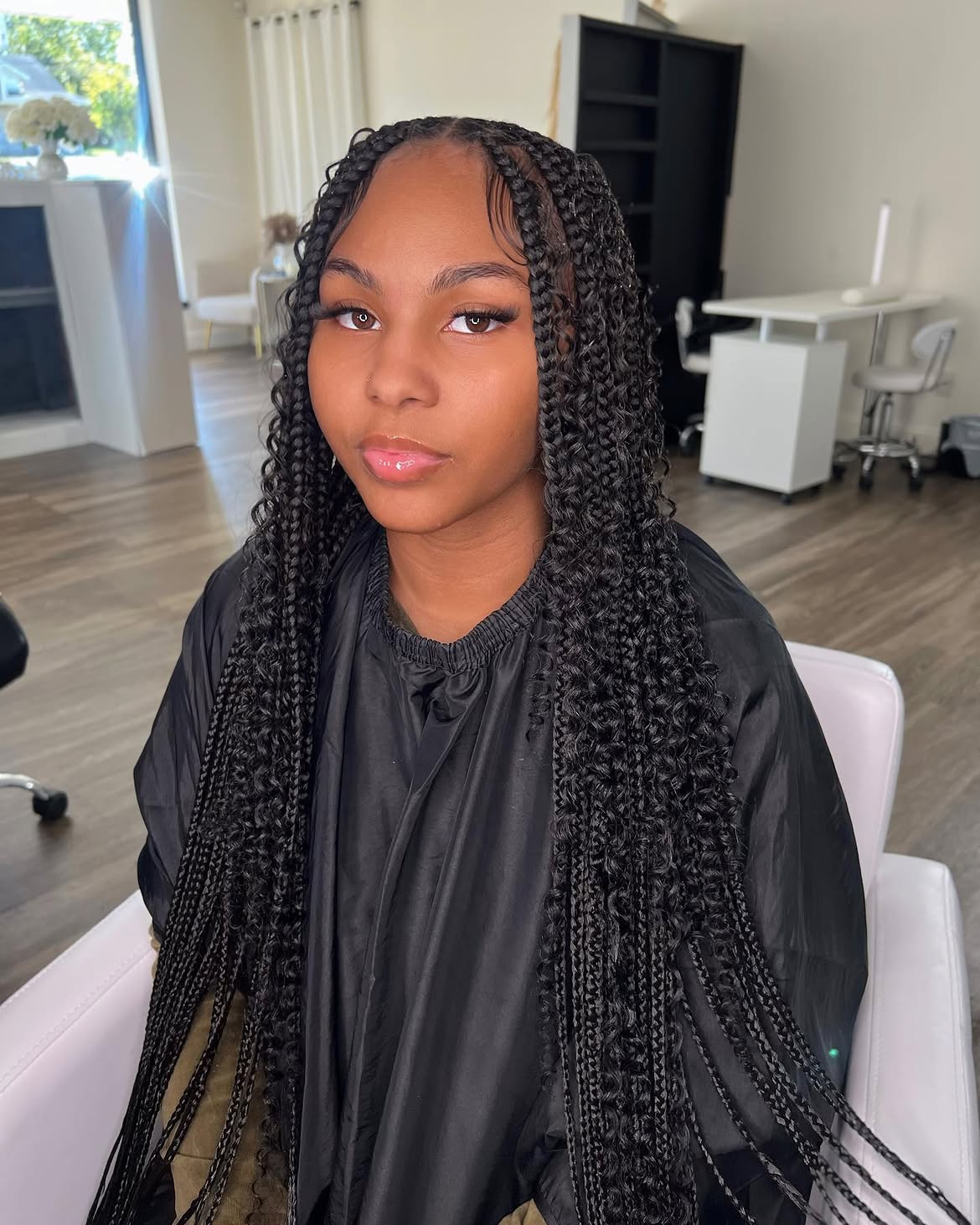Long Braids With Curly Ends And Baby Hairs