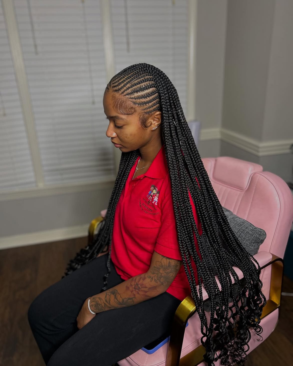 Long Jumbo Box Braids With Curly Ends