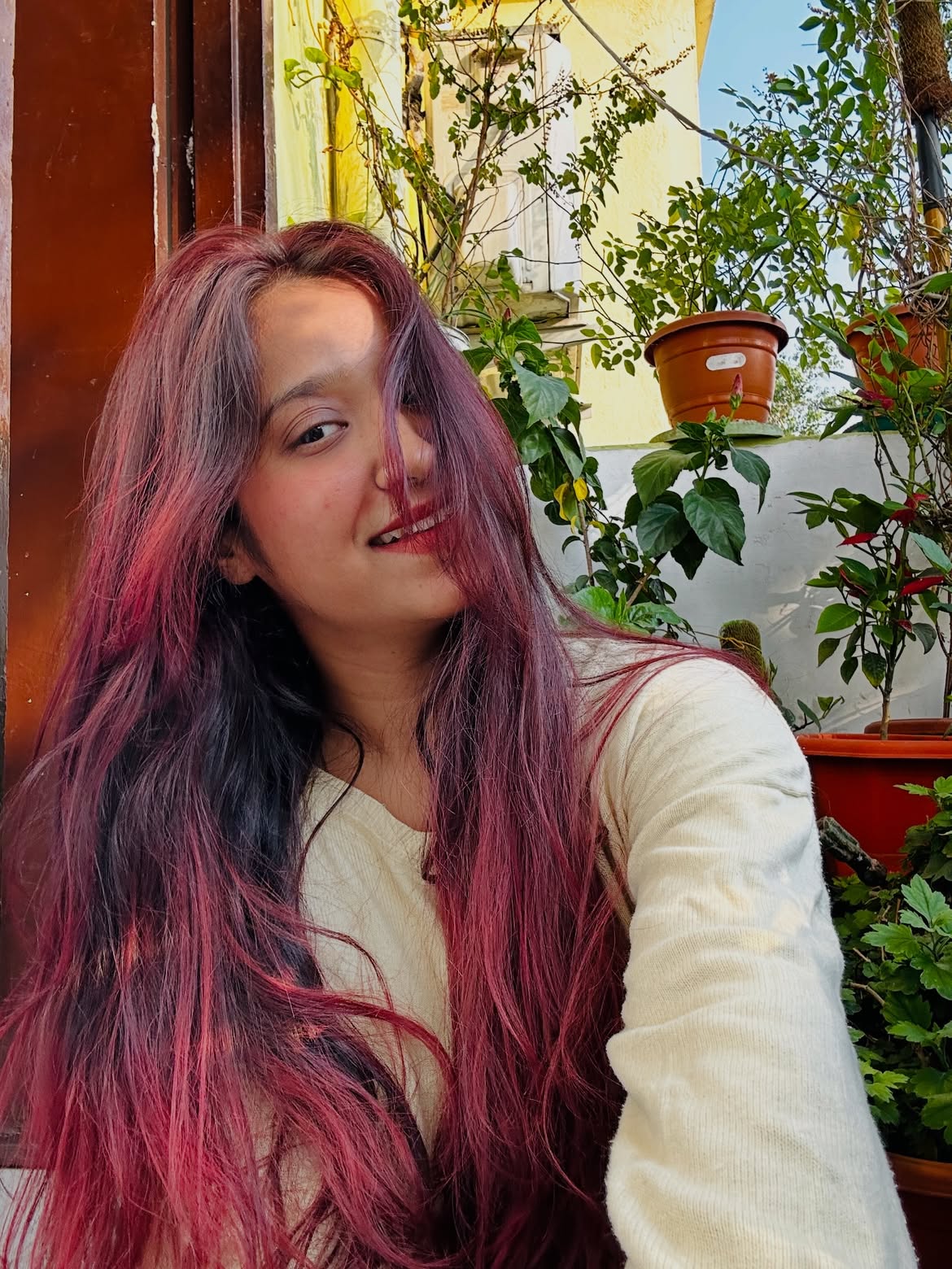 Mahogany Red Waves With Face-Framing Pieces