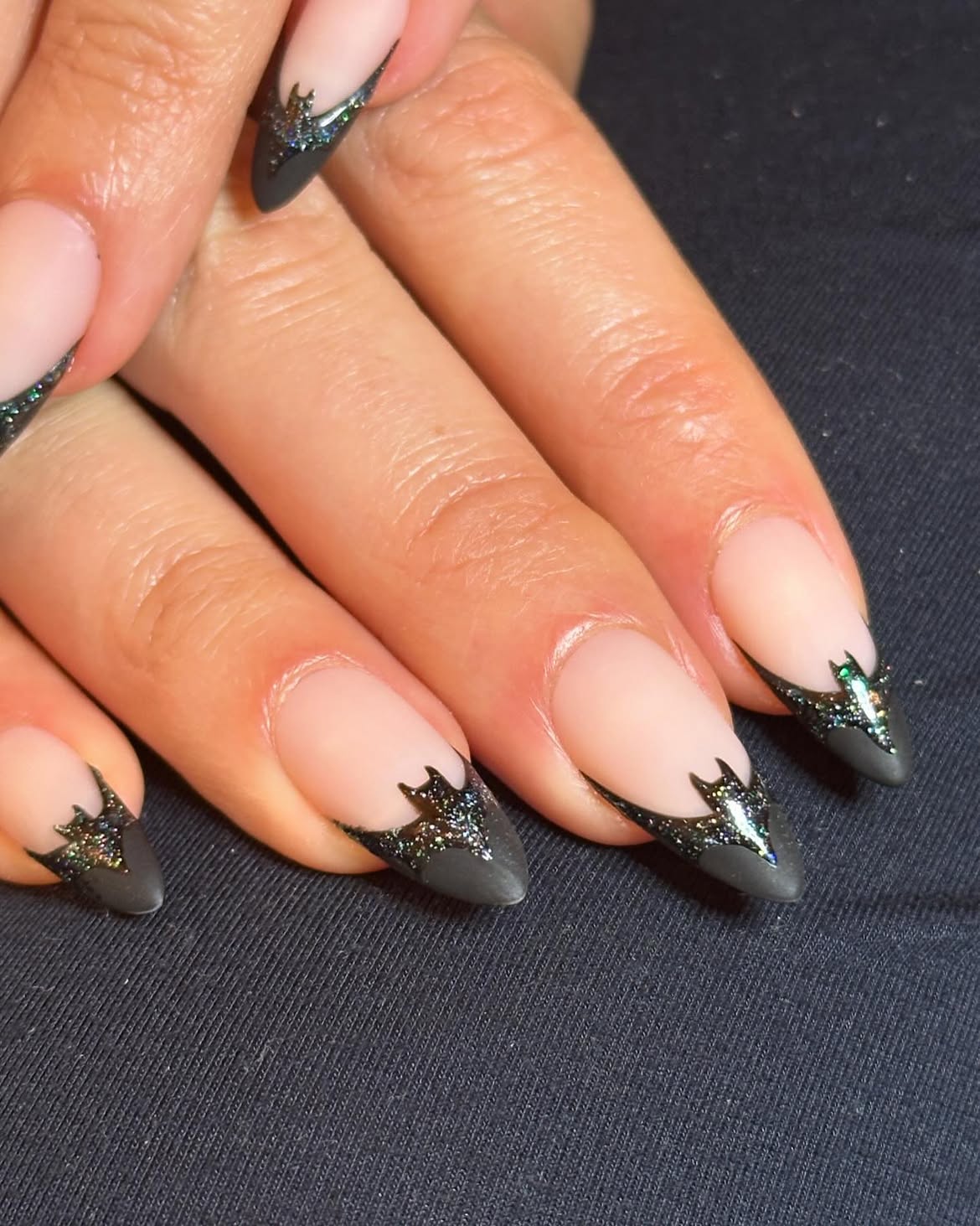 28 Spooktacular Halloween Nail Ideas You Need To Try 6 Matte Charcoal Spiky French Tip Halloween Nails