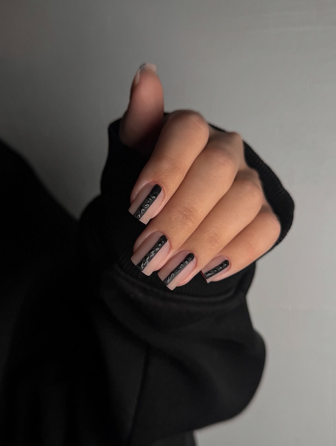 Matte Nude with Black Abstract Stripe Accent