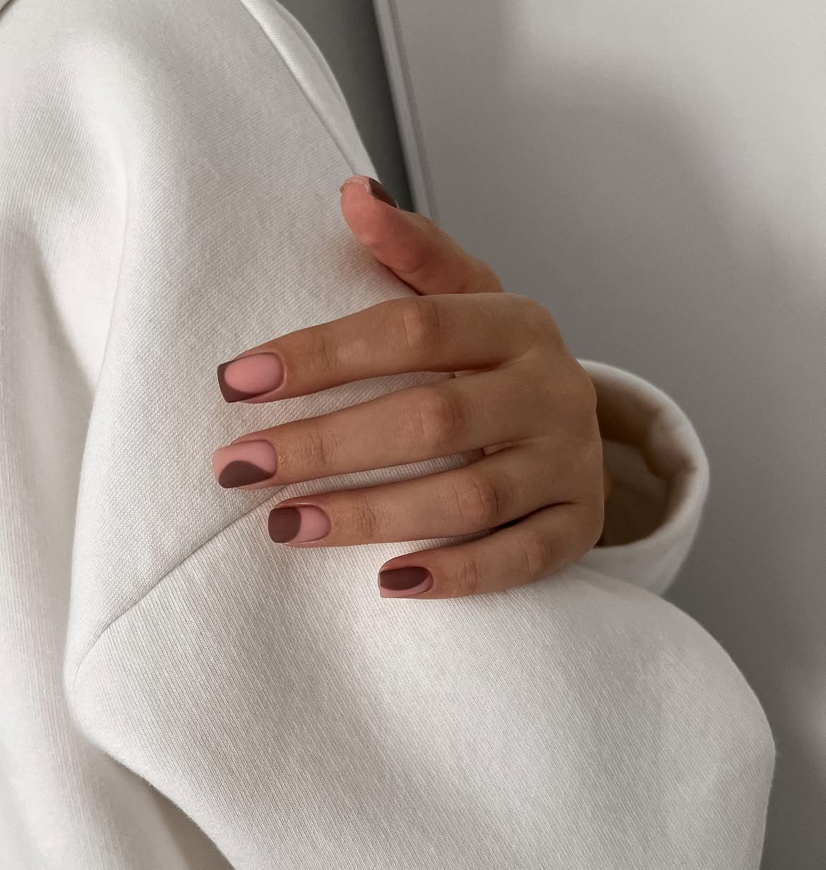 Matte Pink and Brown French Swirls