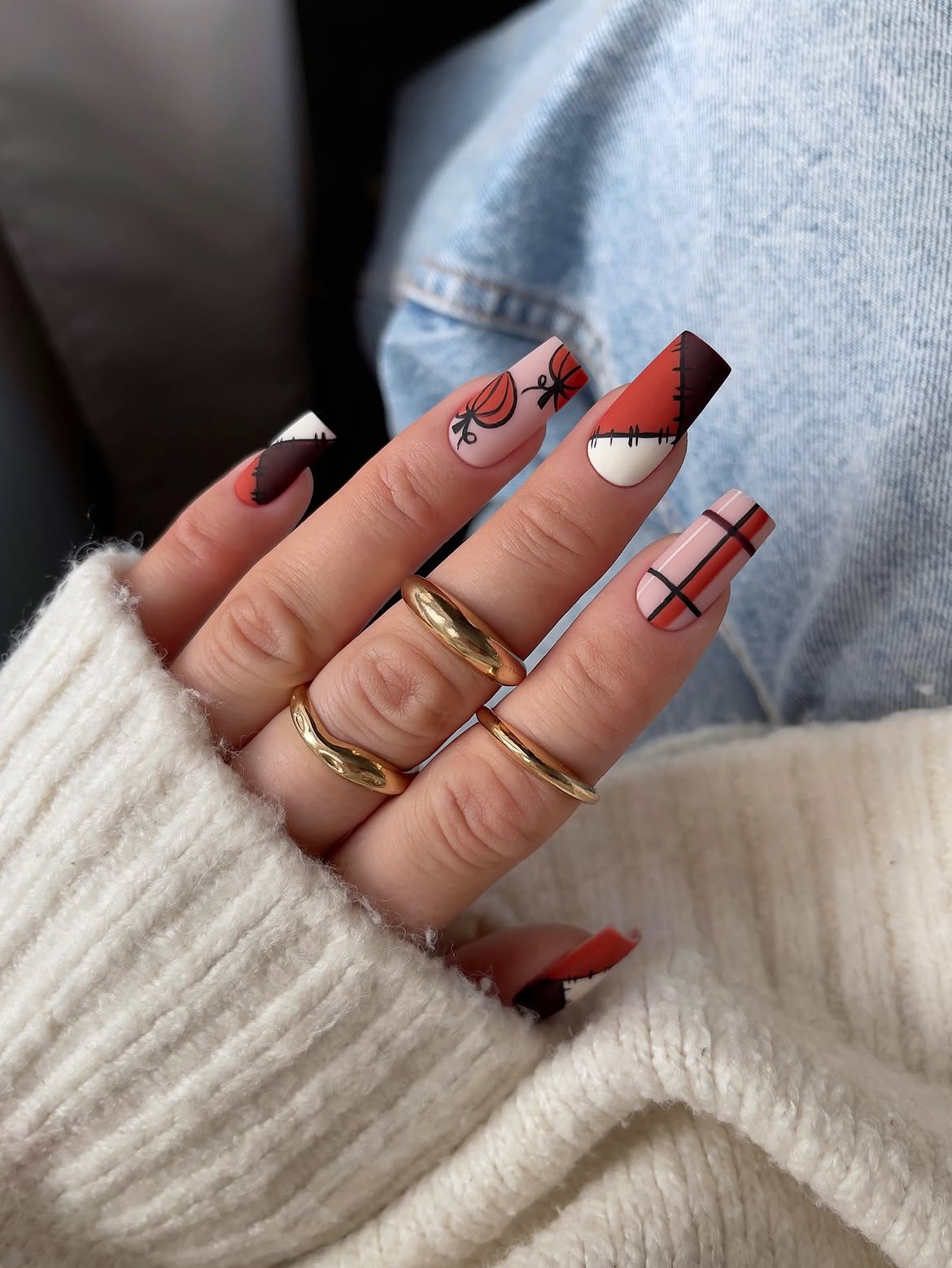 28 Stunning Pumpkin Nail Ideas for a Chic Fall Look 25 Matte Pumpkin Patch Coffin Nails