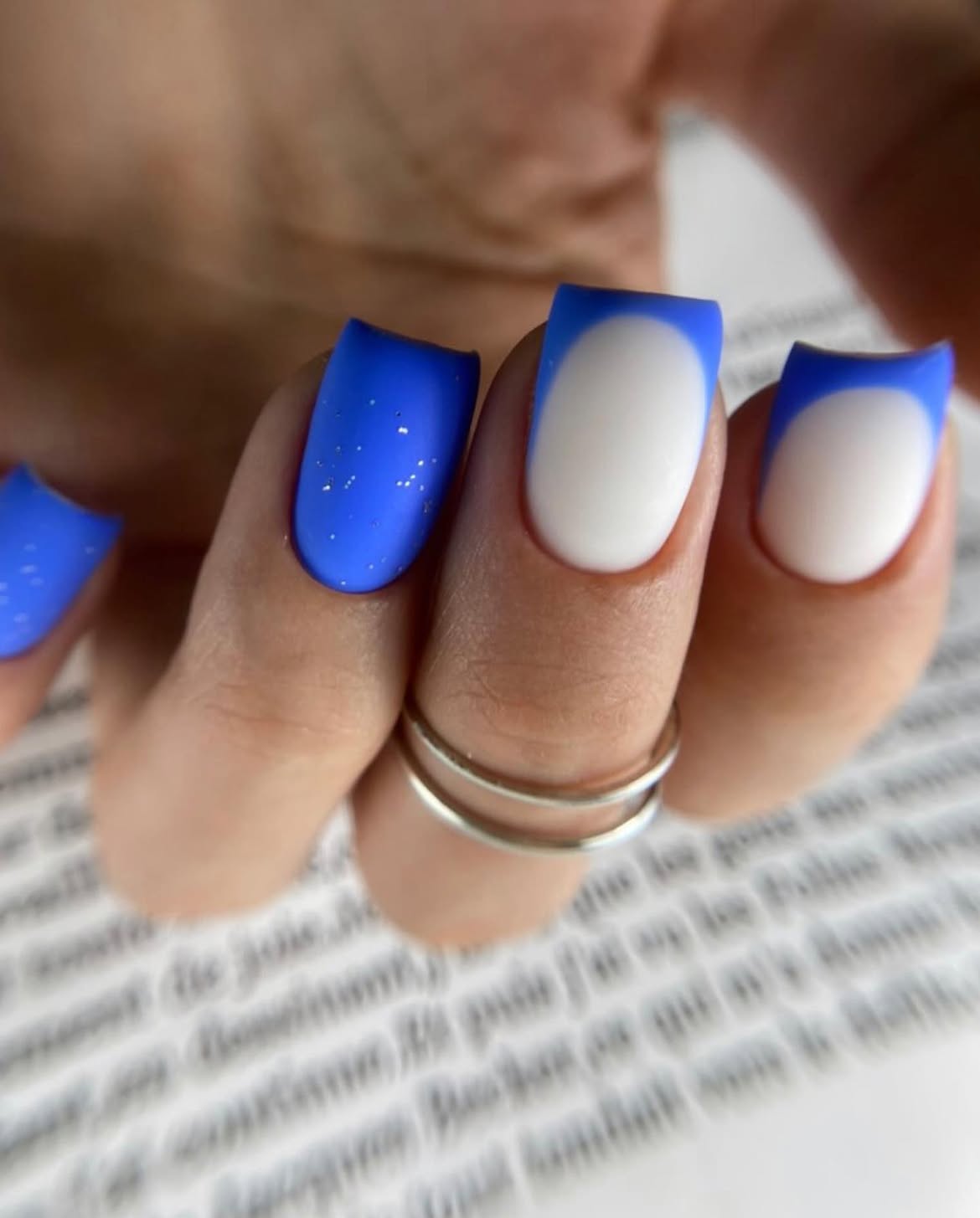 Matte Royal Blue French Tip Nails