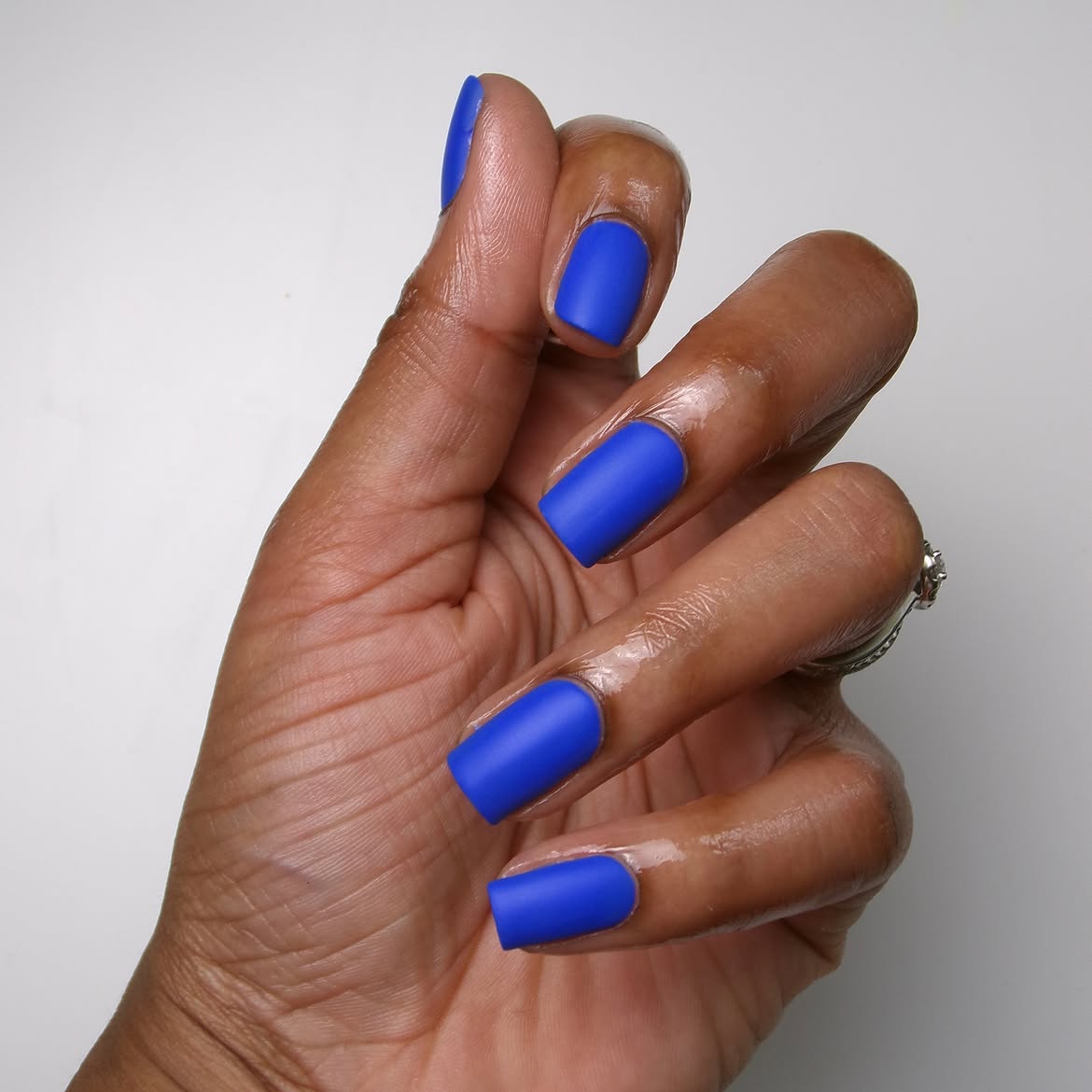 Matte Royal Blue Square Nails