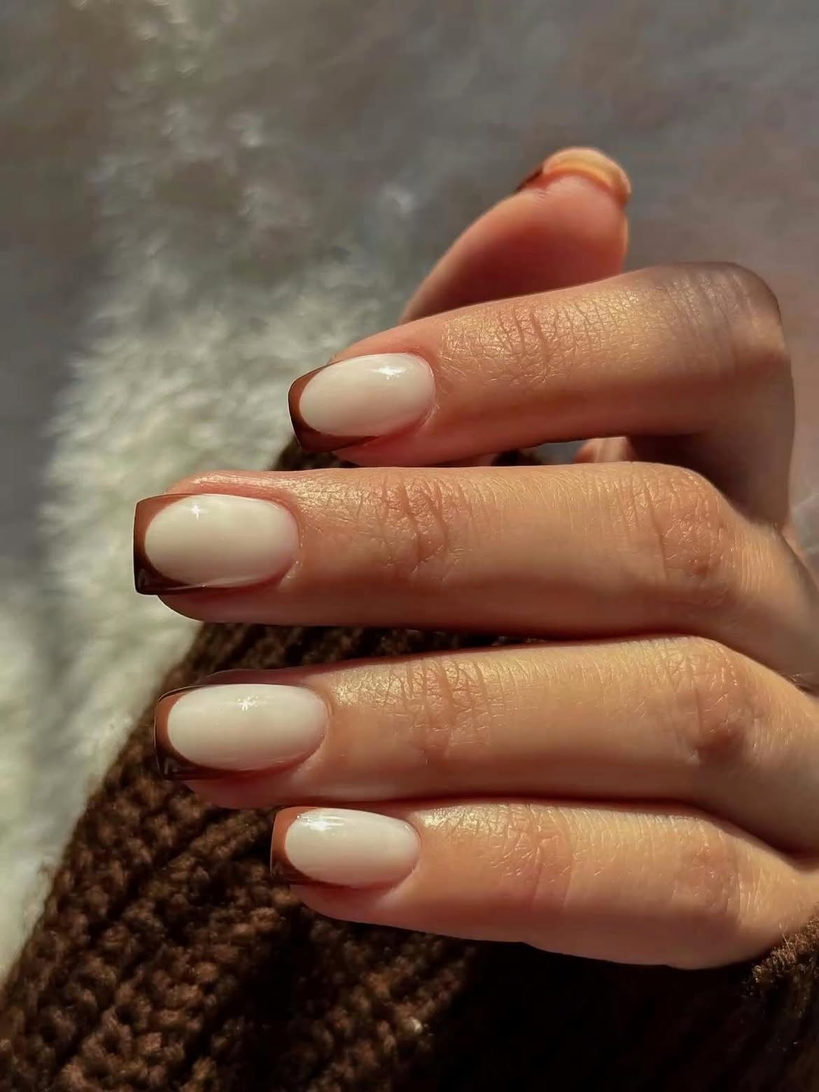 Milk Chocolate French Chrome Tips