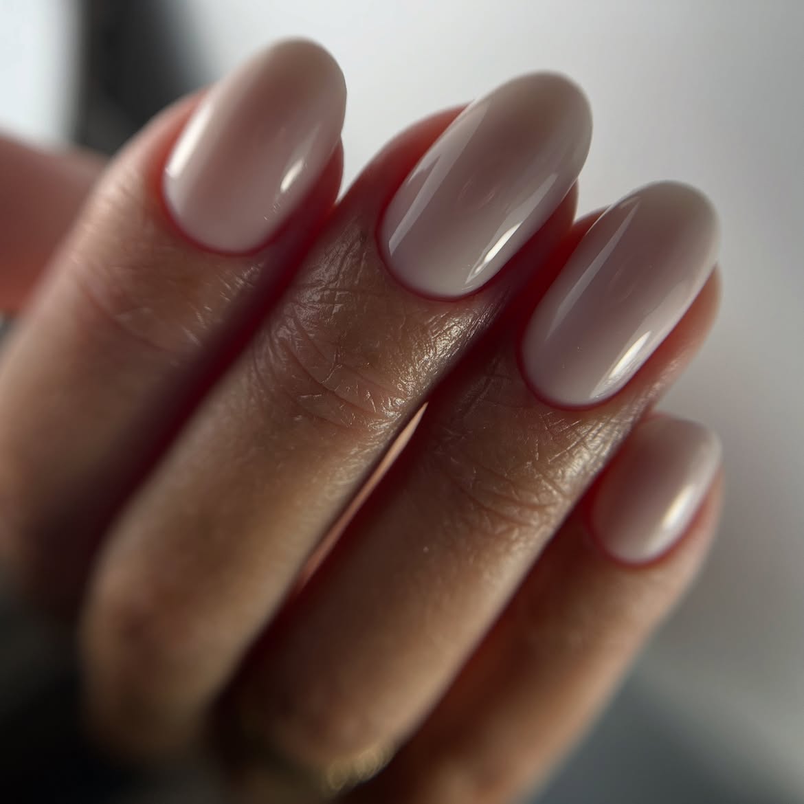 Milky Nude Oval Gel Nails