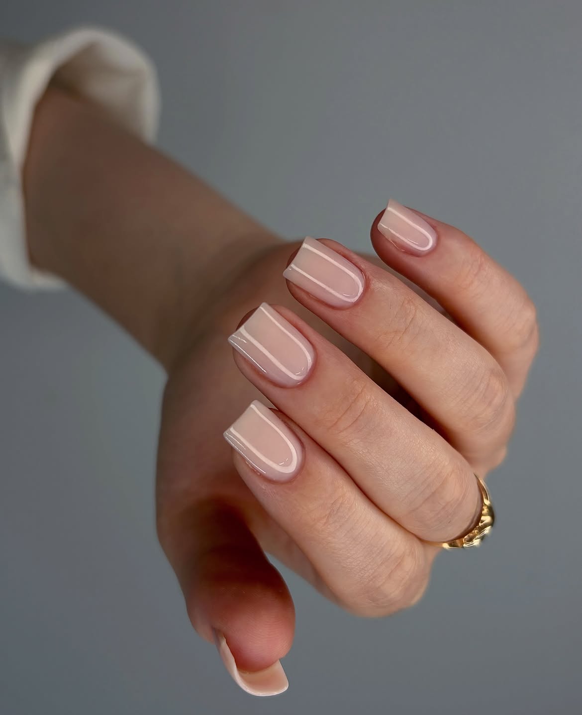 Milky Nude Short French Tip Nails