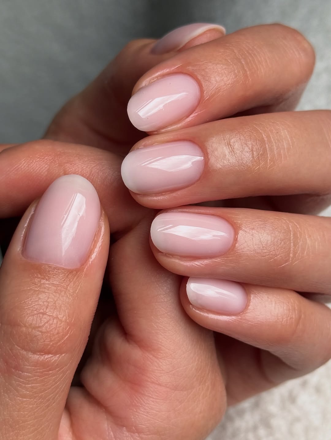 Milky Pink Ombré Oval Nails
