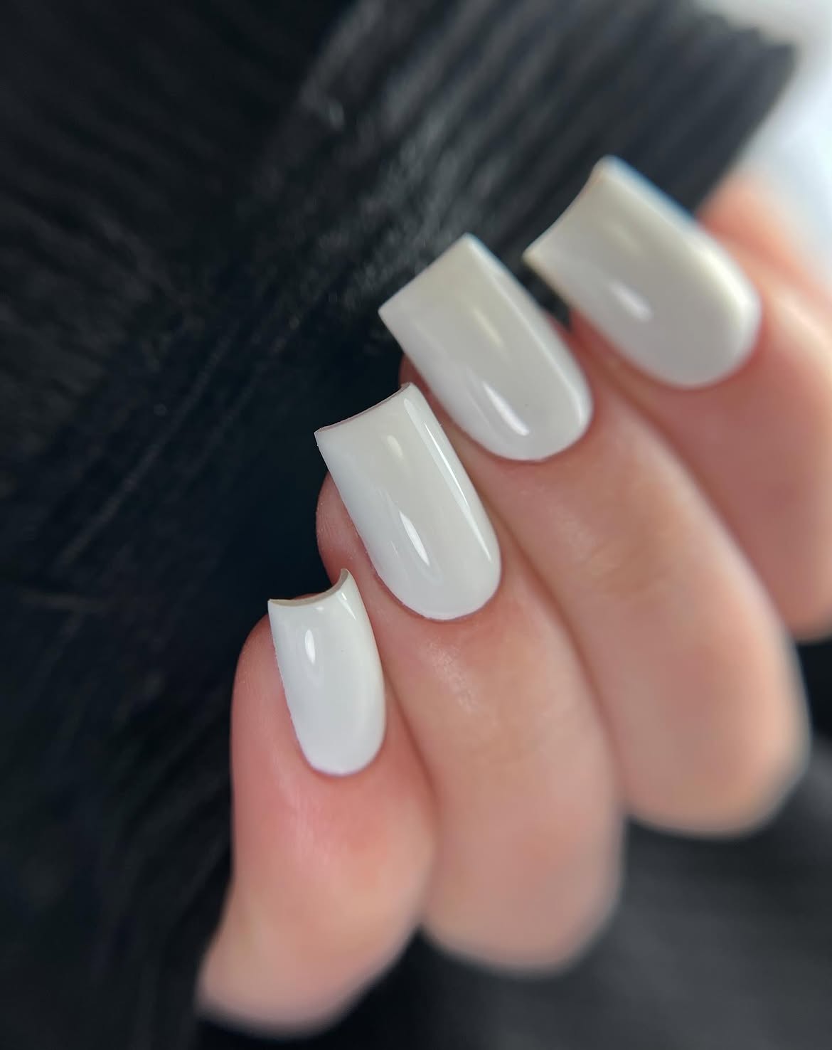 Milky White Glossy Almond Acrylic Nails