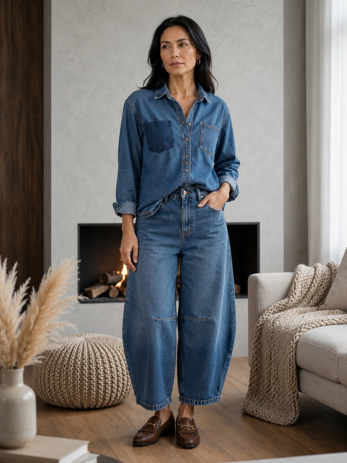 Modern Denim Duo With Wide Leg Jeans