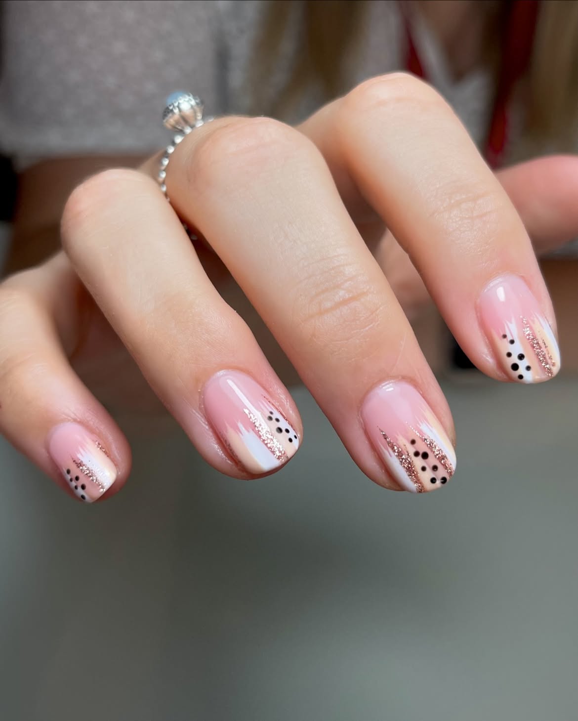 Modern French with Polka Dots and Glitter Accent