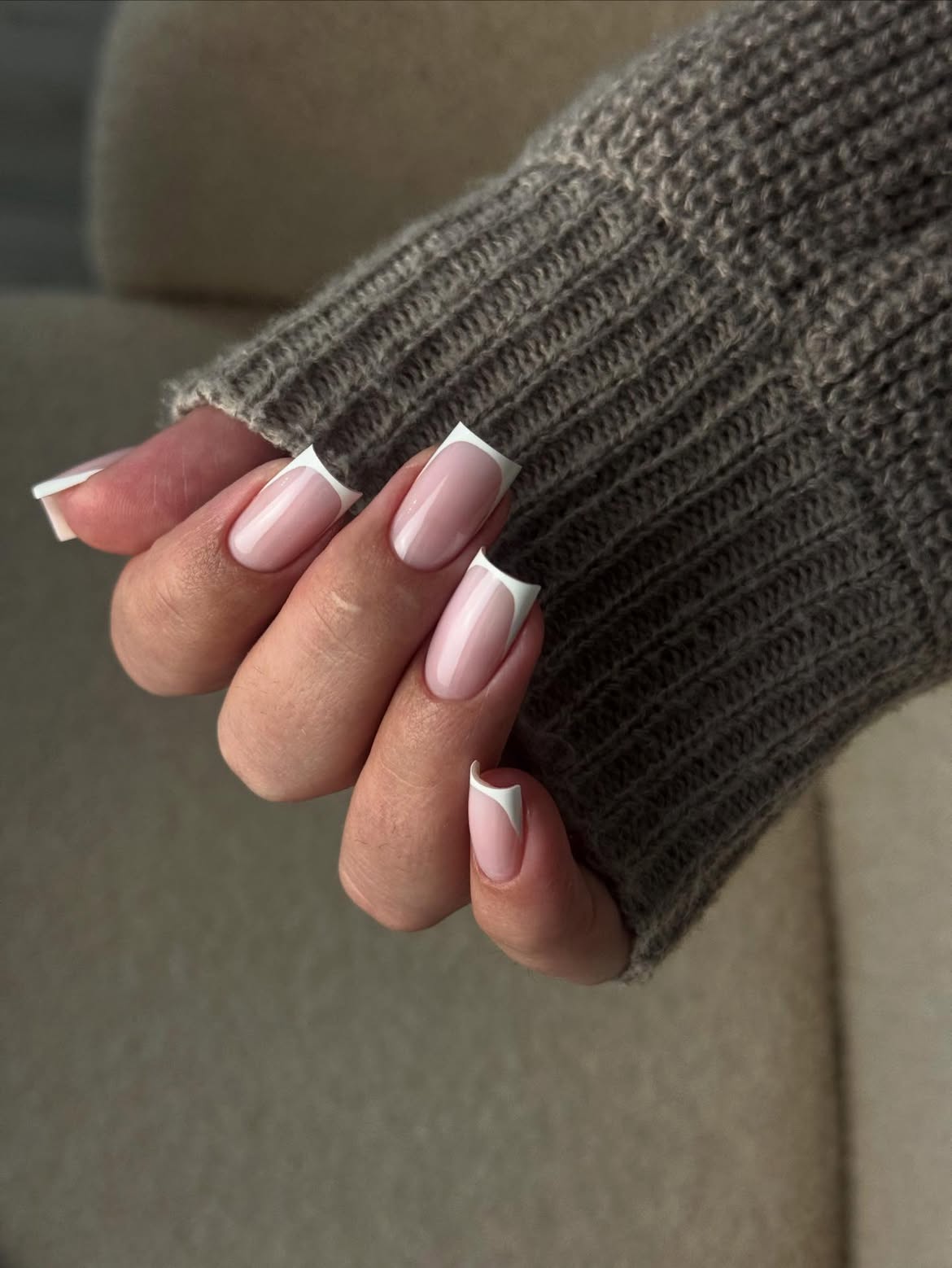 Modern Milky French Tip Square Nails