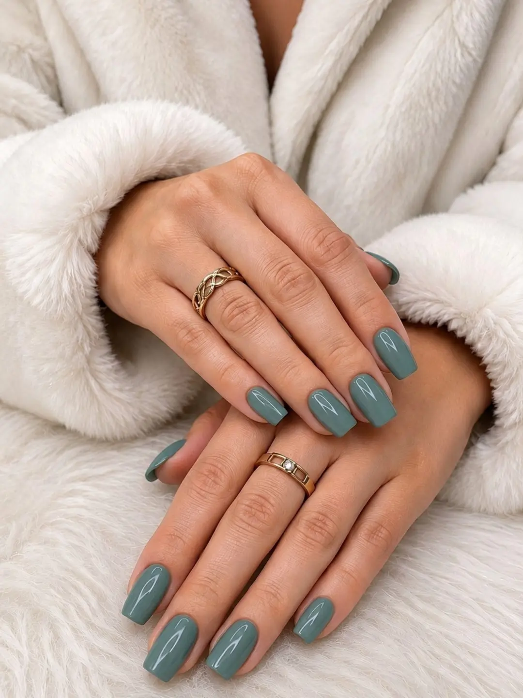 28 Stunning Coffin Nail Ideas for Your Perfect Fall Look 28 Moss Green Glossy Coffin Nails