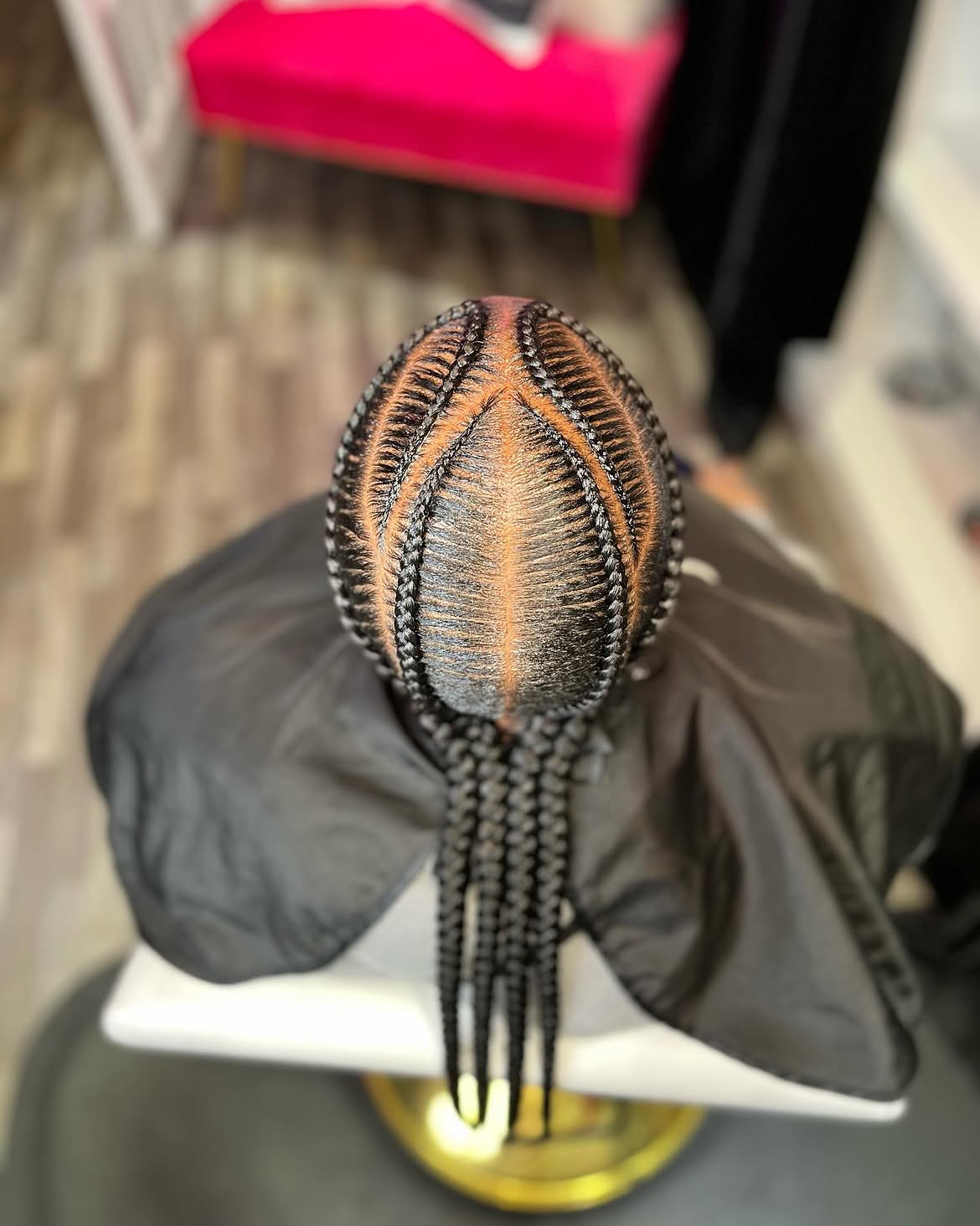 Neat Fulani Braids With Braided Cornrow Center Part