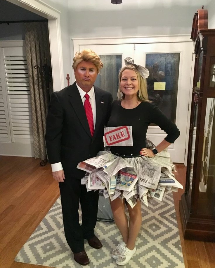 Newsprint Skirt And 'Fake' Sign Halloween Costume