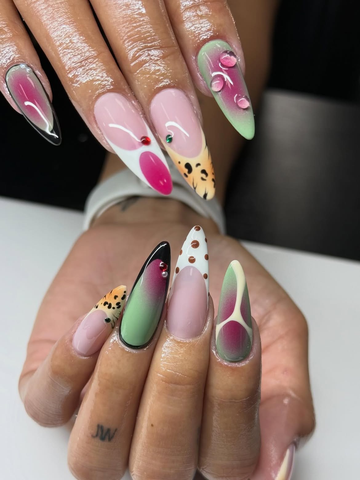 Ombre French Tip Mix-and-Match Nail Art