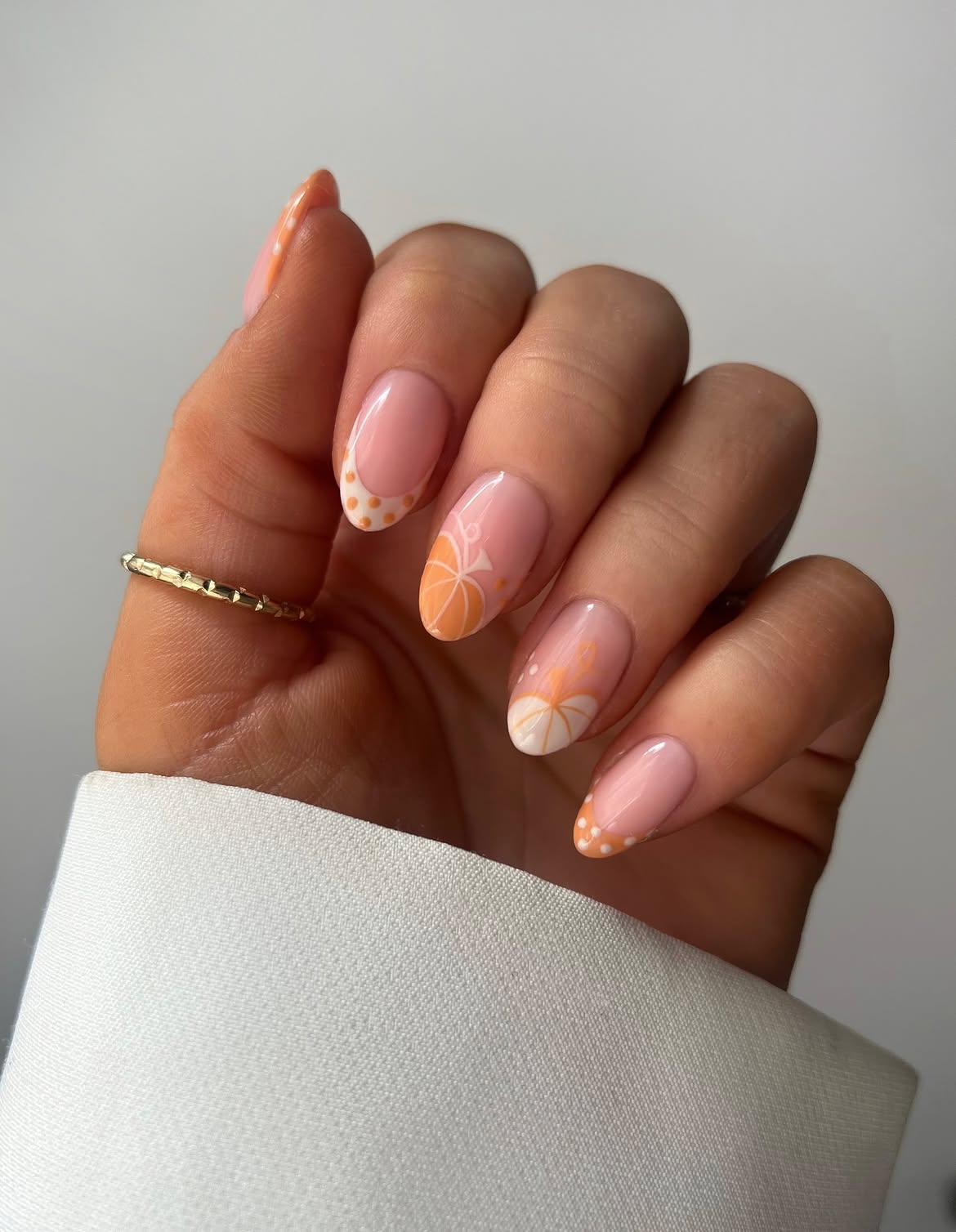 28 Stunning Pumpkin Nail Ideas for a Chic Fall Look 13 Orange Slice French Tip Aura Nails
