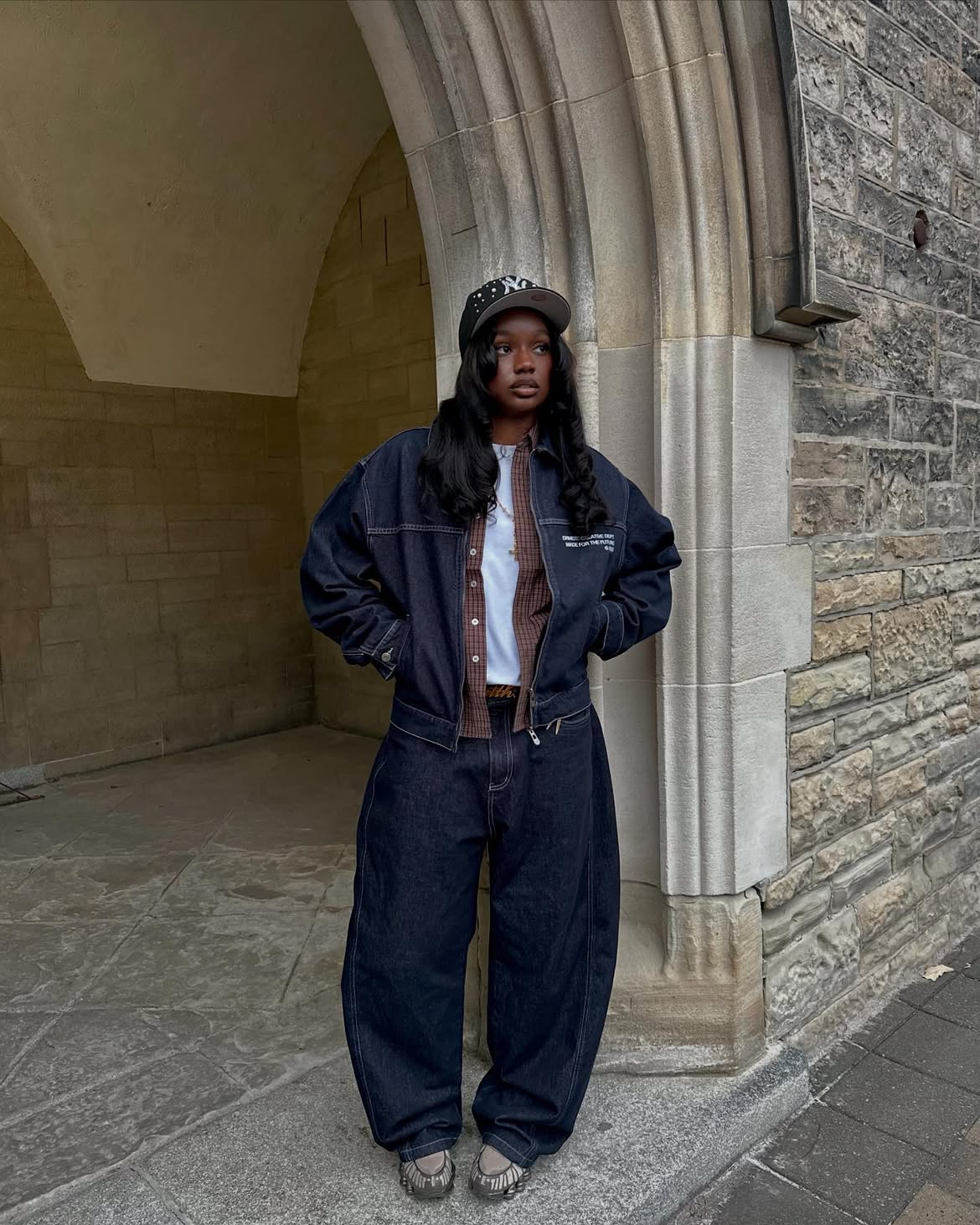 Oversized Denim Layers With Wide Leg Jeans