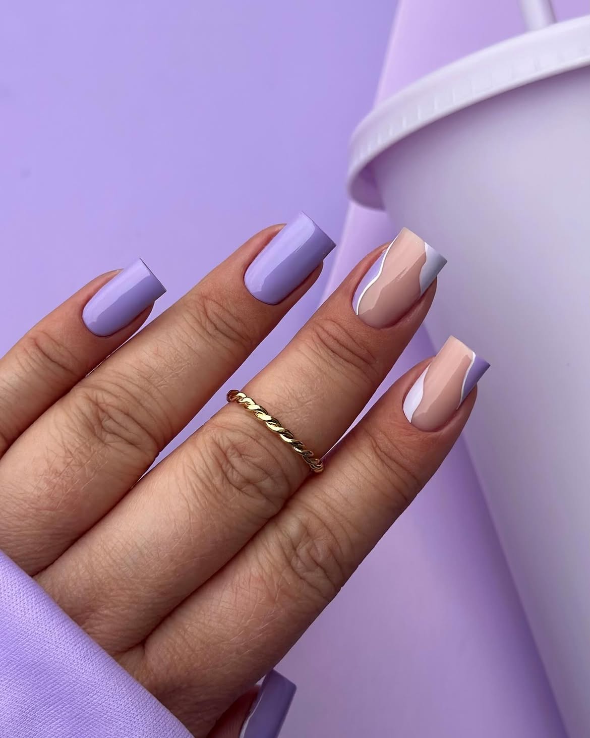 Pastel Lavender Marble French Swirl