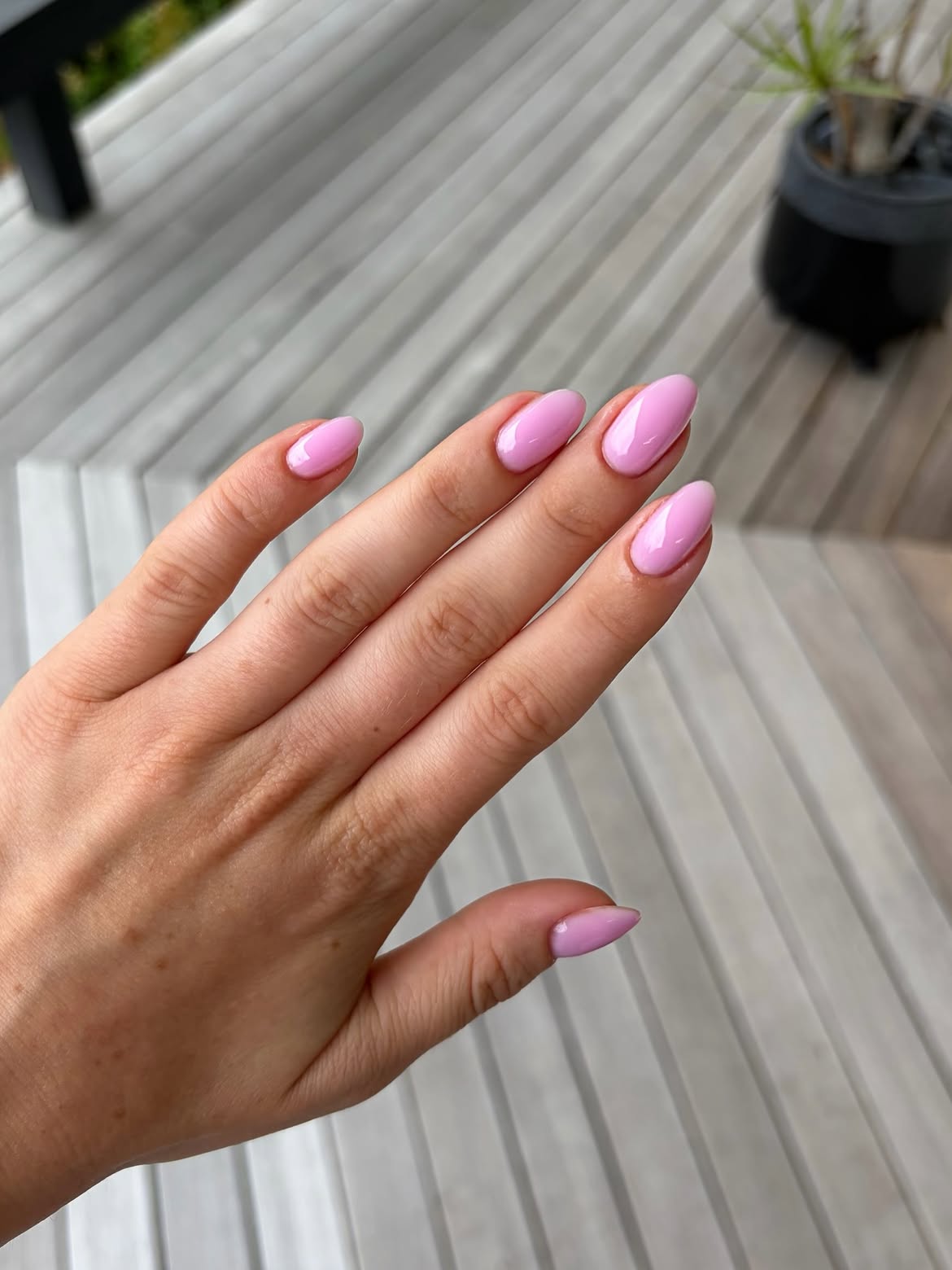 Pastel Pink Glossy Almond Nails
