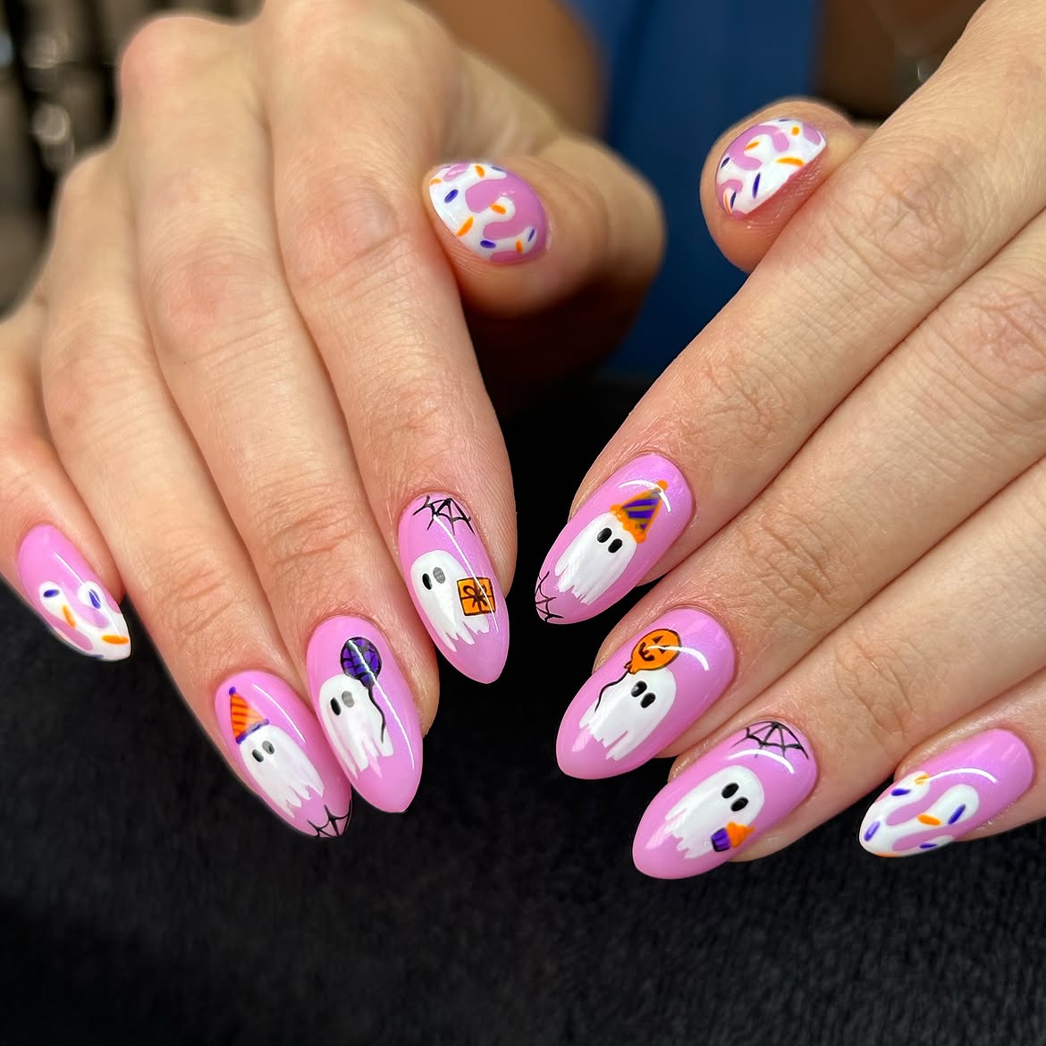 27 Spooktacular Pink Halloween Nail Ideas You Need 8 Pastel Pink Halloween Ghost Nail Art