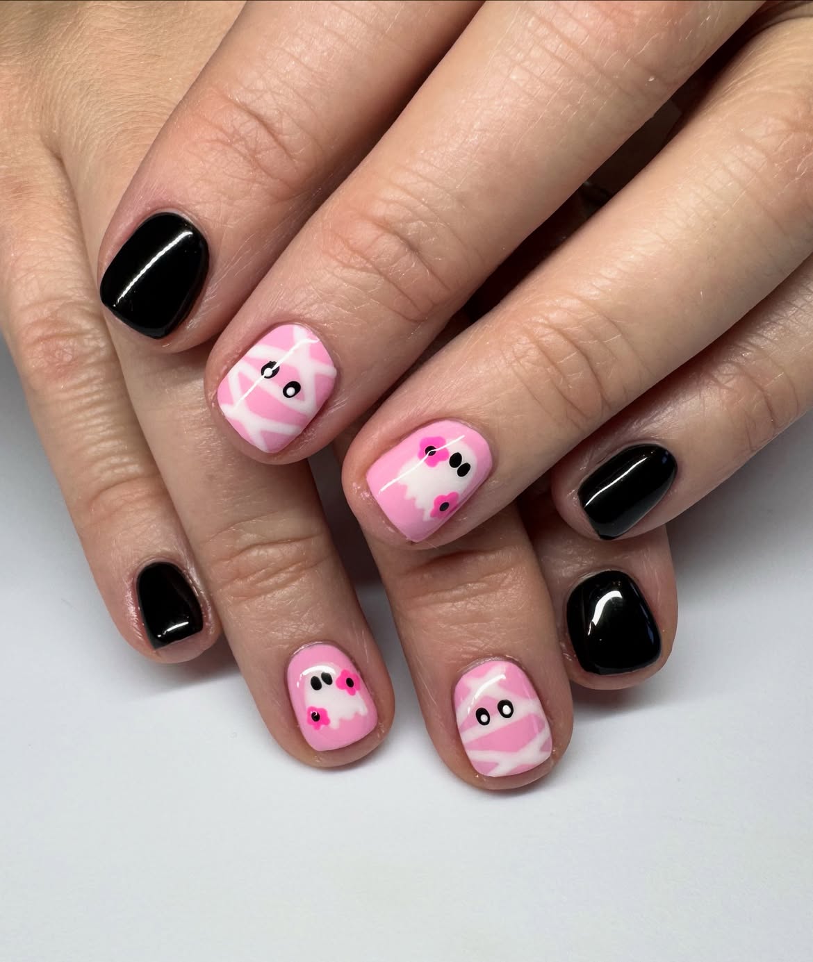 27 Spooktacular Pink Halloween Nail Ideas You Need 13 Pink Ghost Halloween French Tips