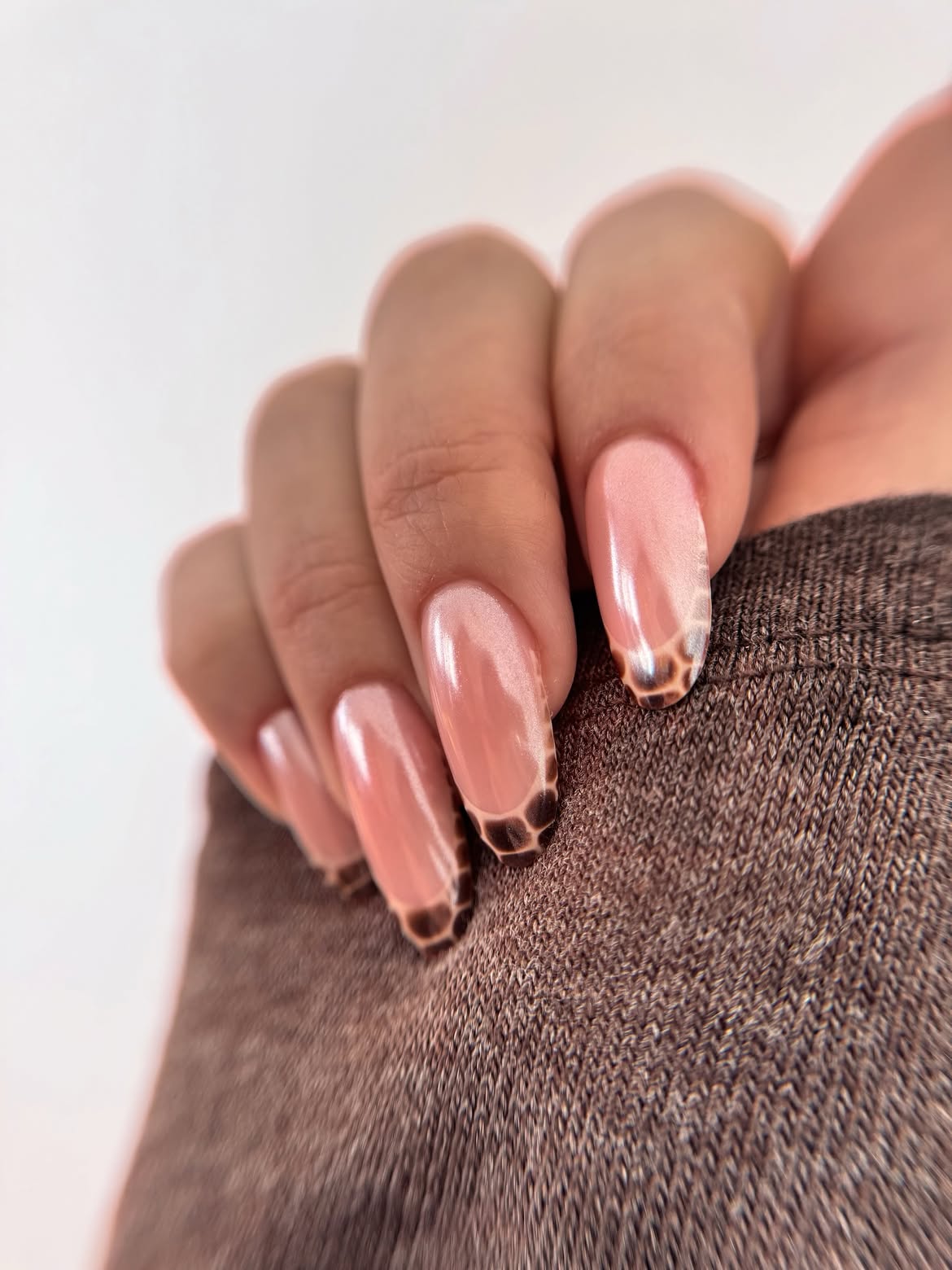 Pink Pearl French Tip with Tortoiseshell Accent