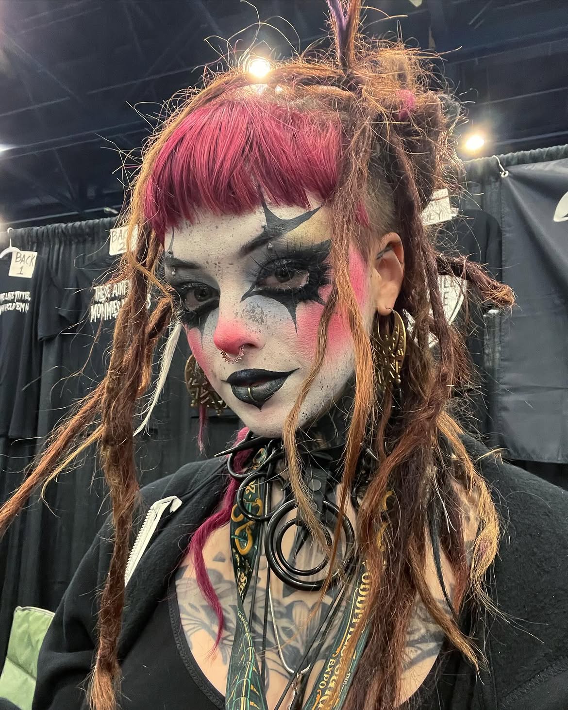 Punk Clown Hair With Faux Locs And Magenta Bangs
