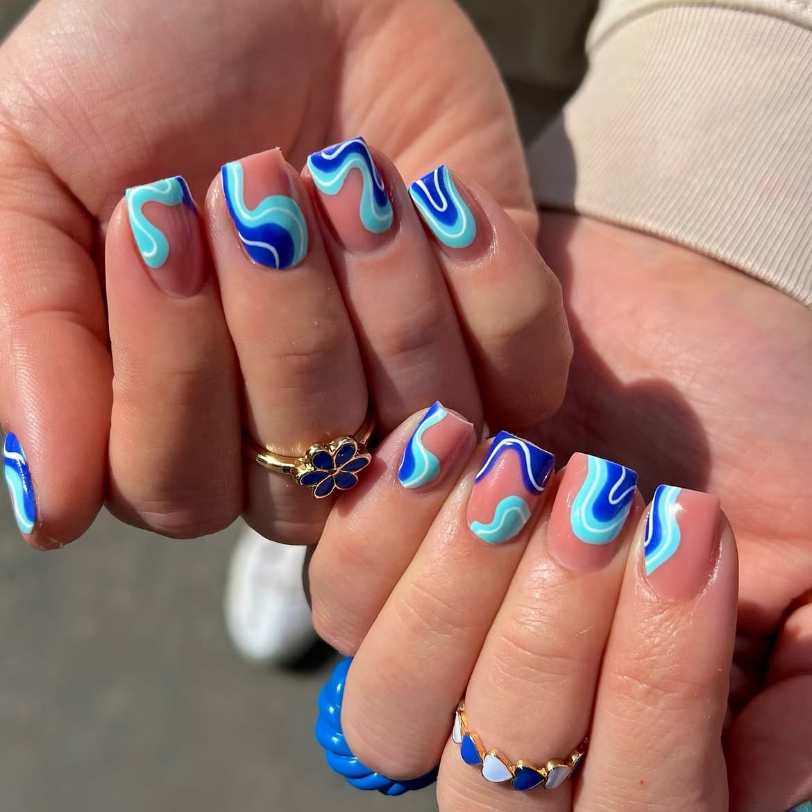 Retro Swirls In Royal Blue And Aqua