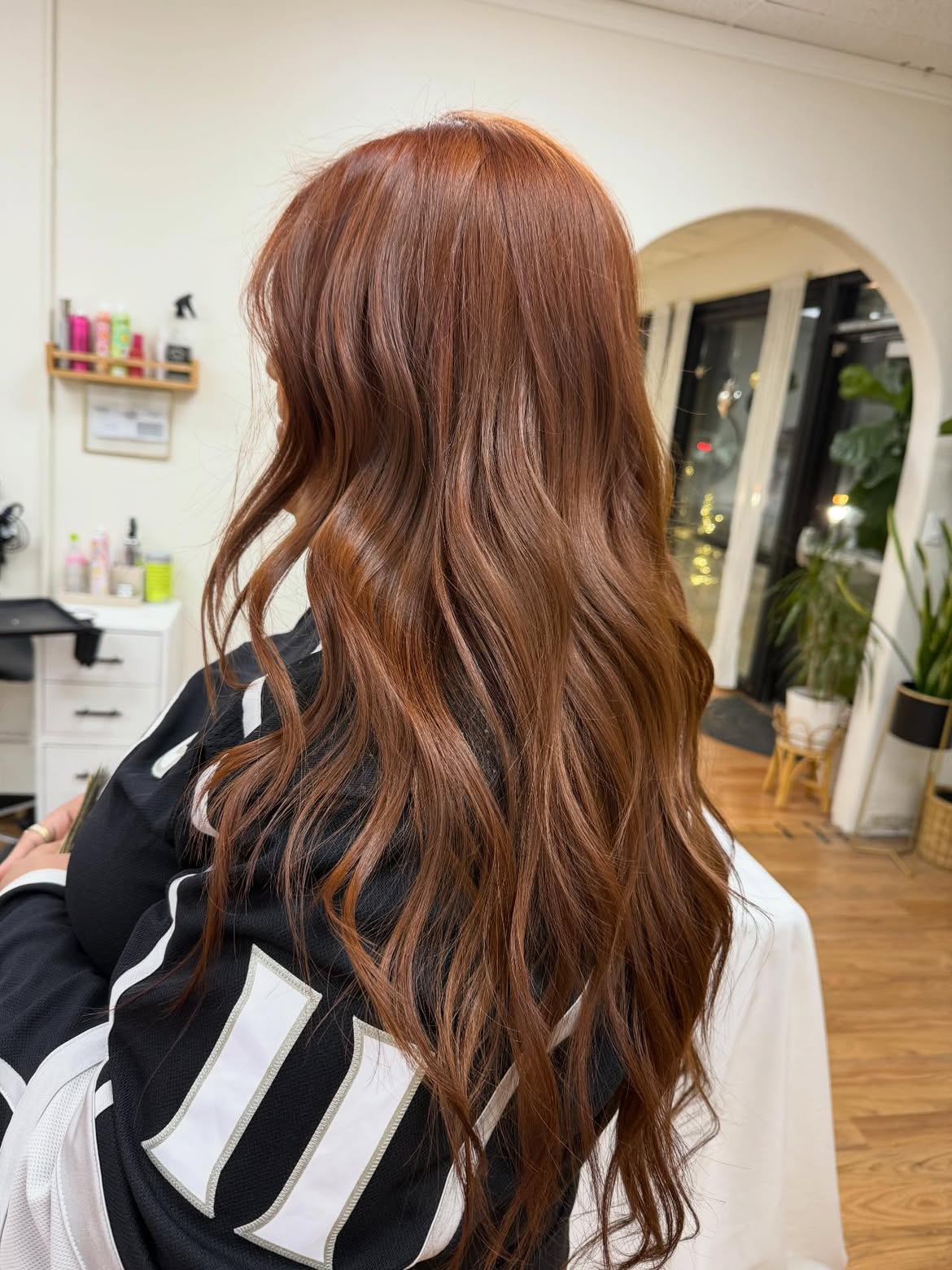 Rich Auburn Balayage With Loose Waves