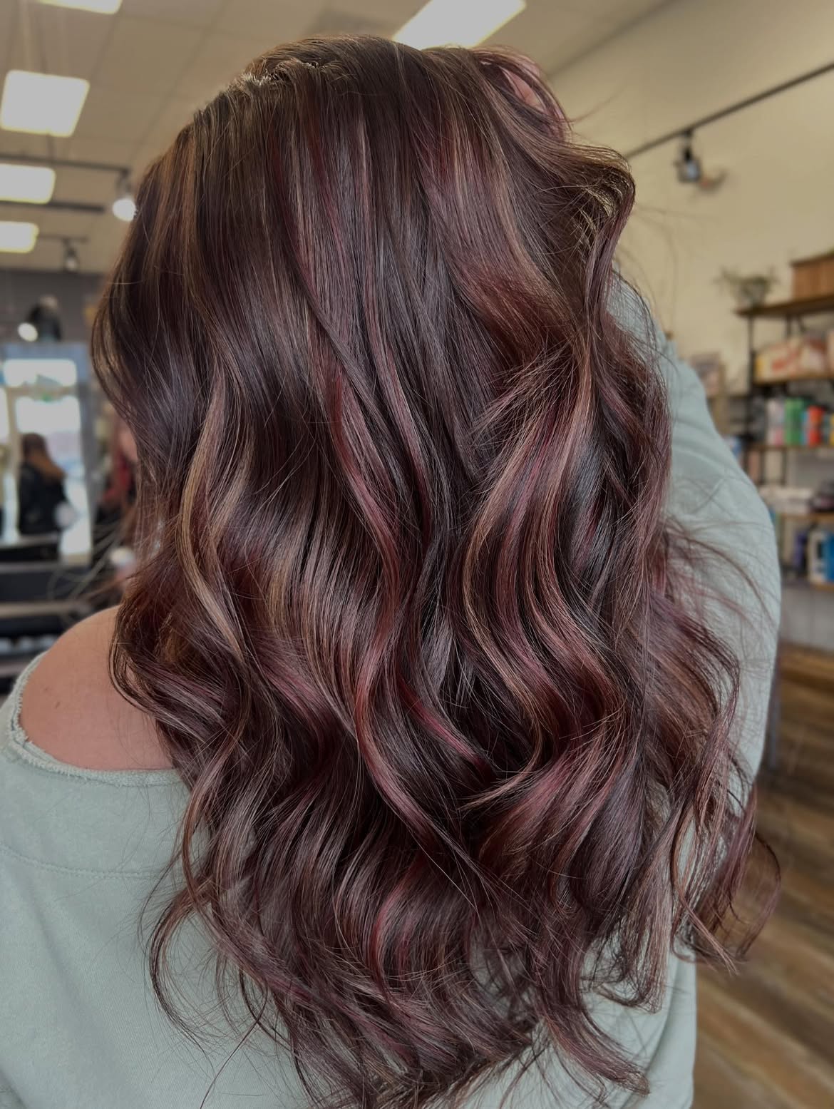Rich Cherry Chocolate Balayage Waves