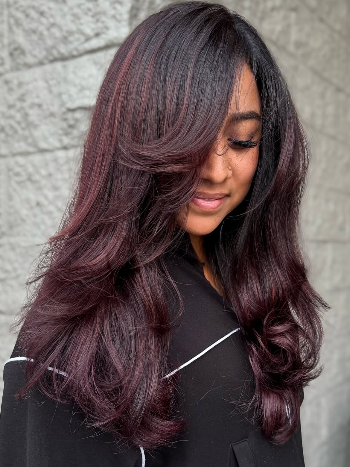 Rich Cherry Cola Layered Cut With Face Framing