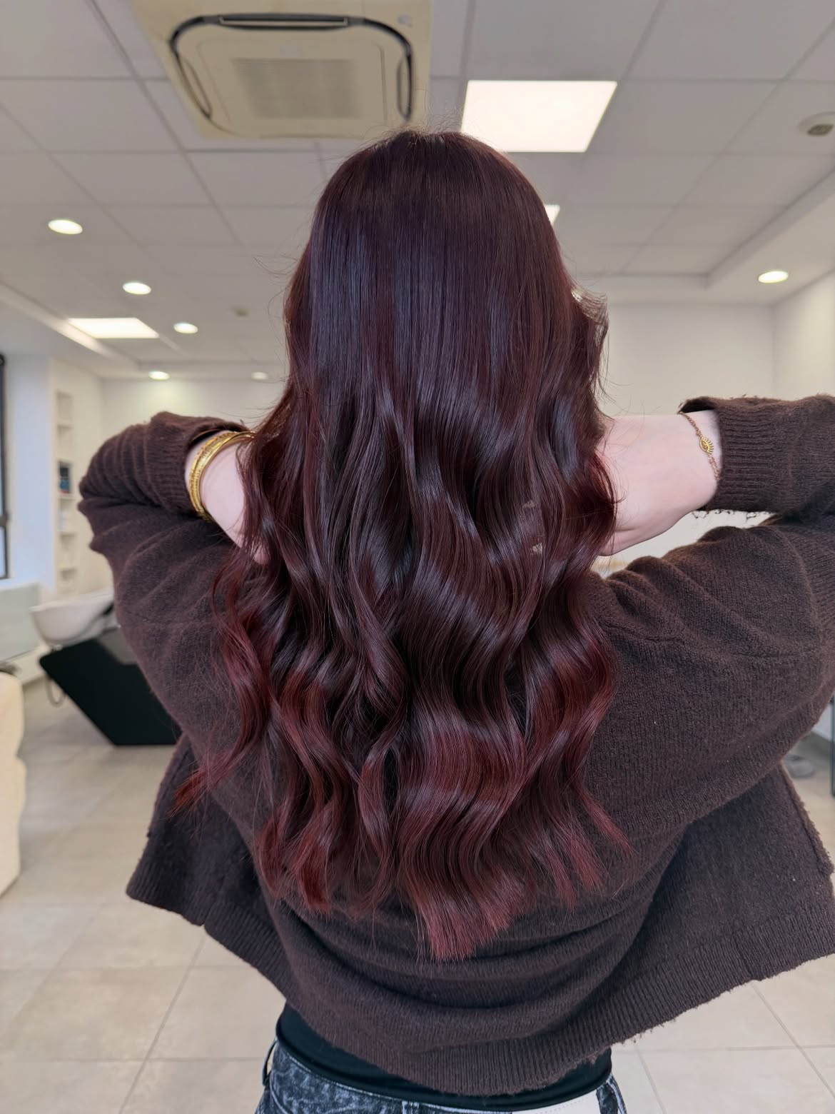 Rich Cherry Cola Waves With Deep Auburn Tones