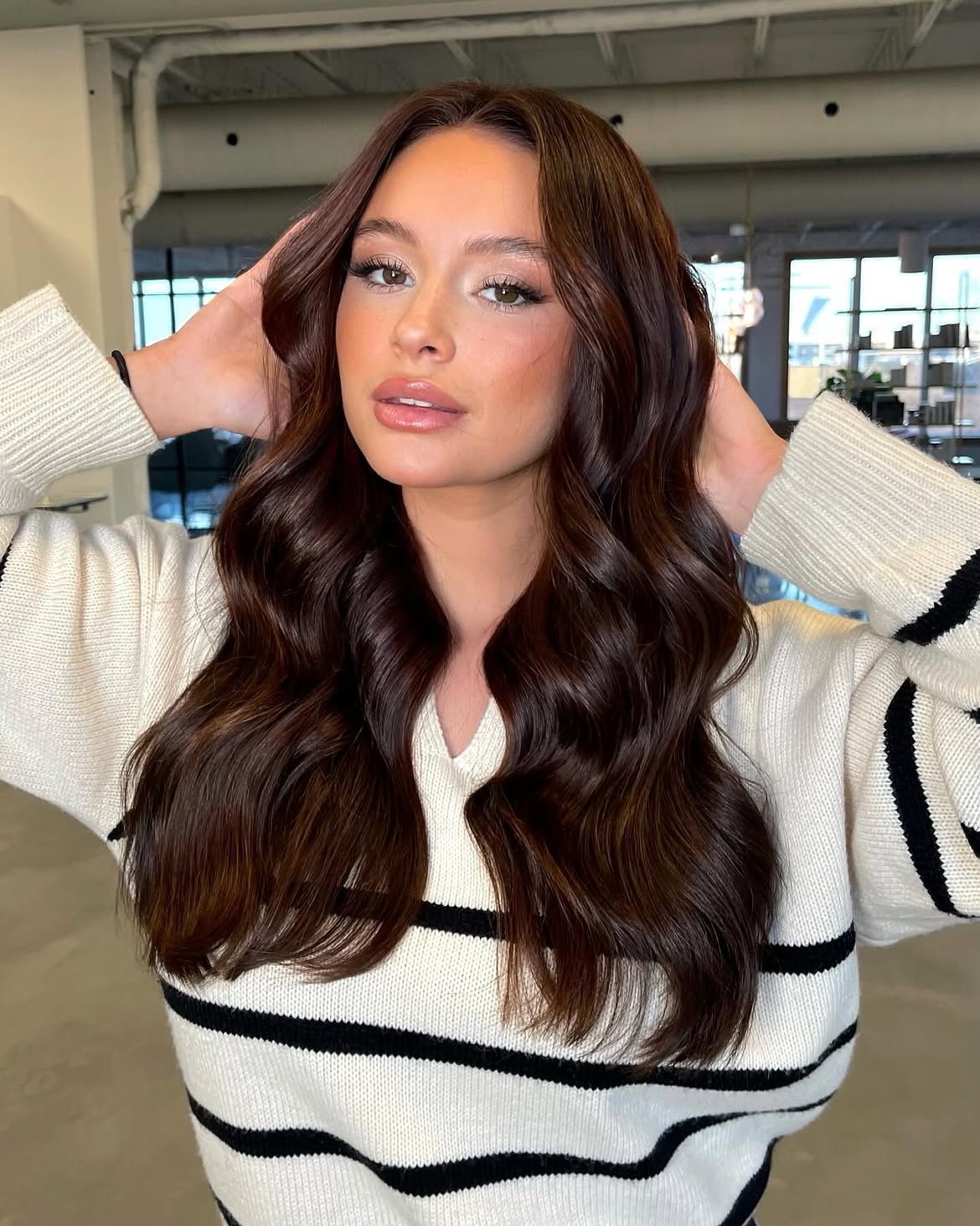 Rich Cherry Cola Waves With Face Framing